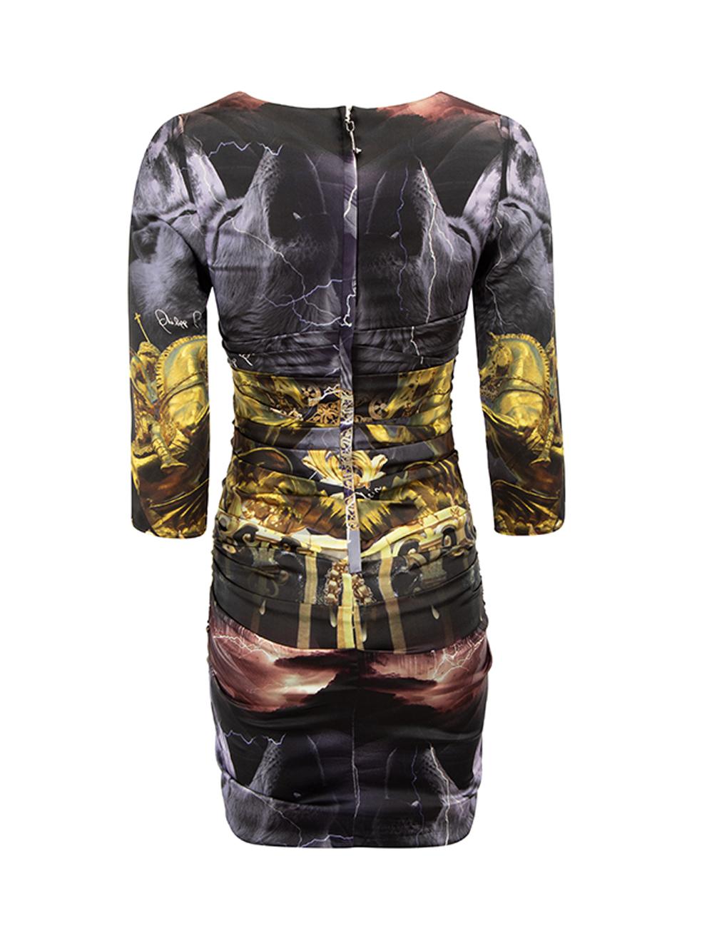 Philipp Plein Women's Graphic Printed Ruched Mini Dress In Good Condition For Sale In London, GB