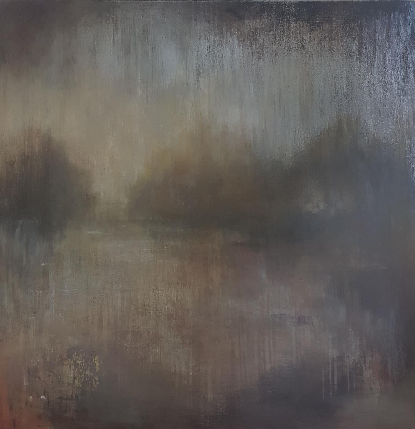 Ohne Titel 24, Abstraktes Landschaftsgemälde, atmosphärische Kunst, Waldgrüne Kunst