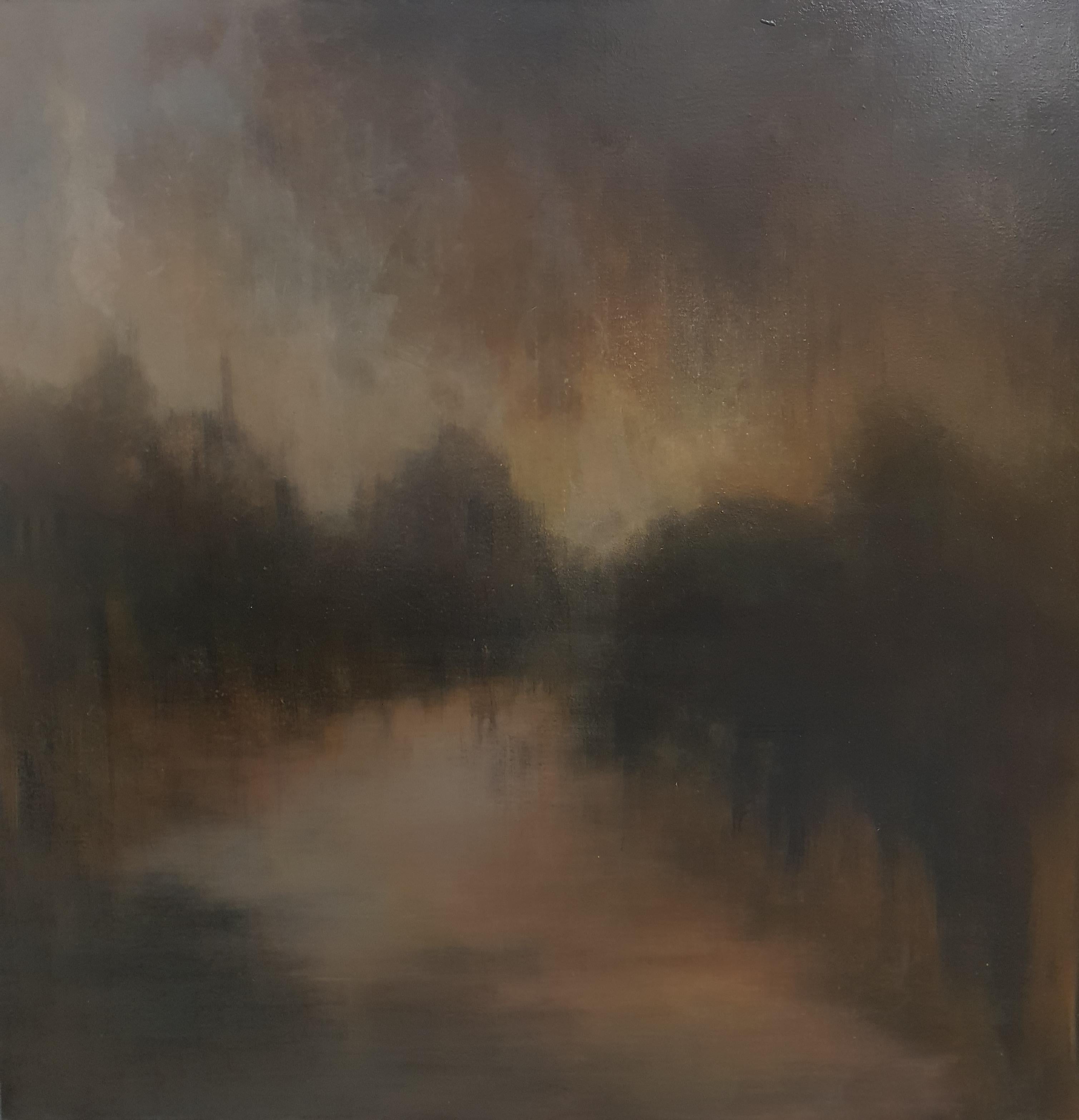 Untitled 40, Original painting, Muted Atmospheric Art, Industrial landscape Art