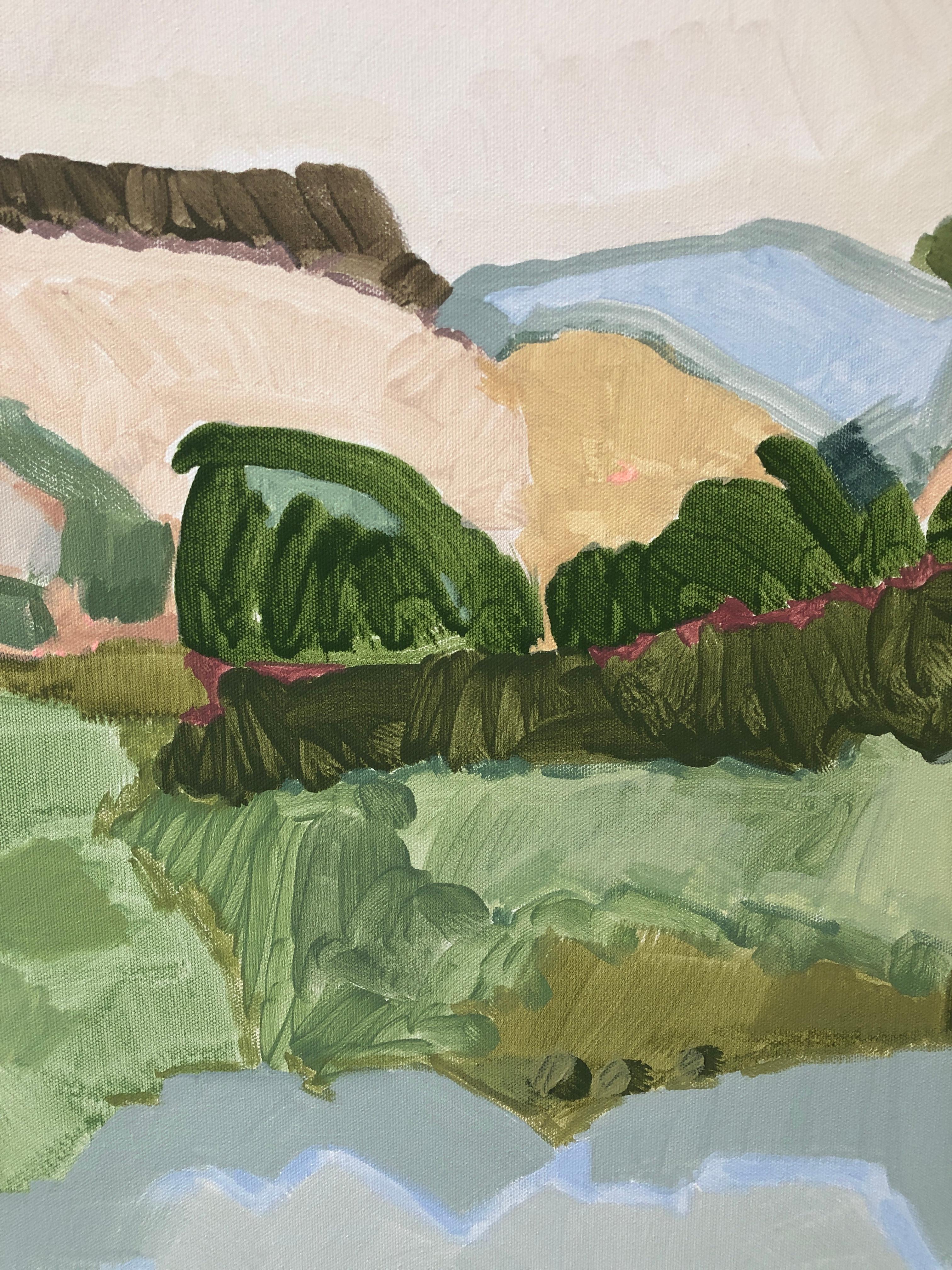 IMAGINED PLACES, Original painting, Landscape, Pastel, Fabric 1