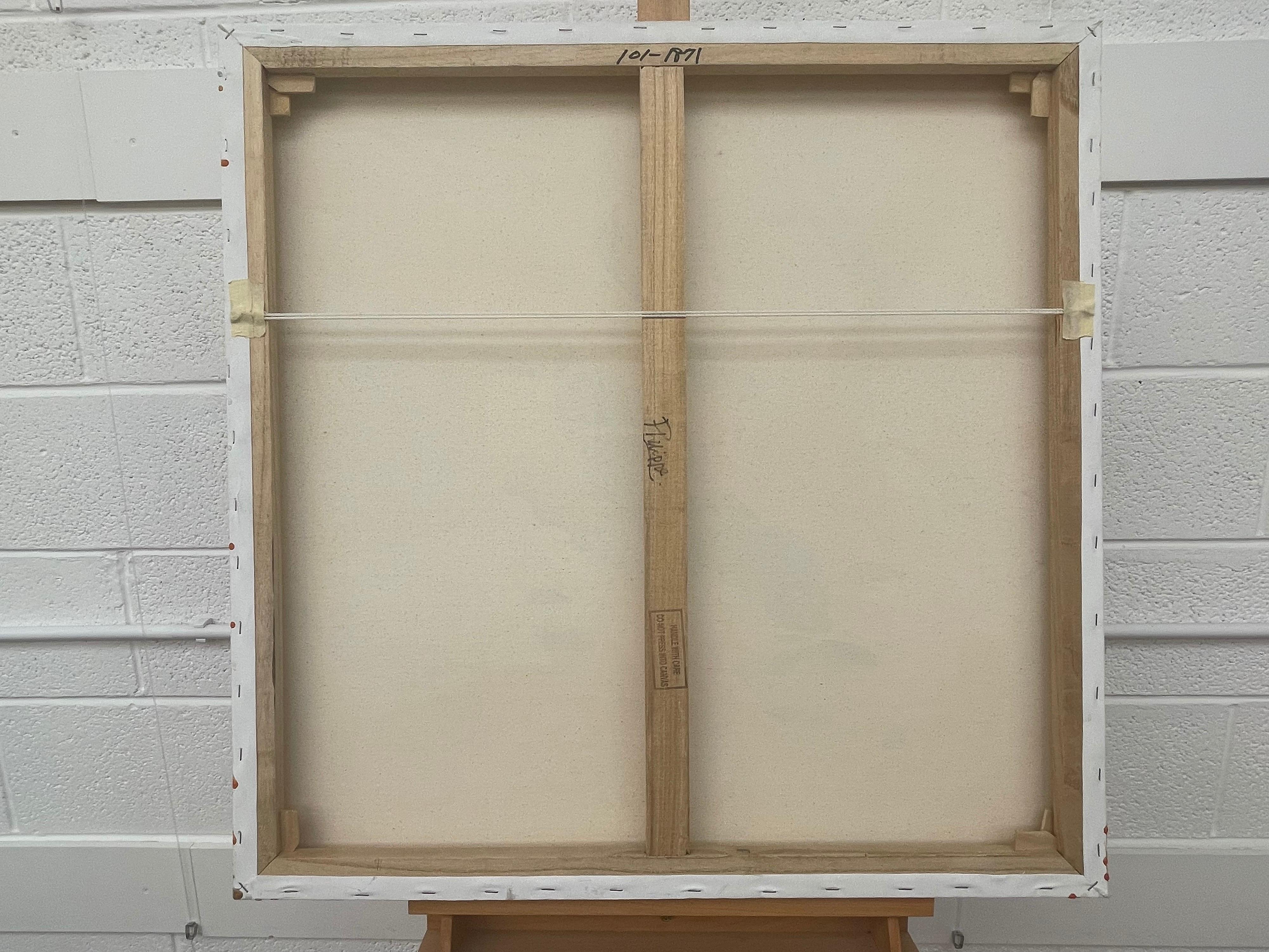 Pittura astratta colorata con resina arancione e turchese su tela bianca in vendita 9