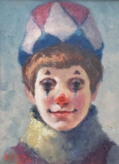Philippe Alfieri "Young Harlequin" Original Oil Portrait, circa 1970s
