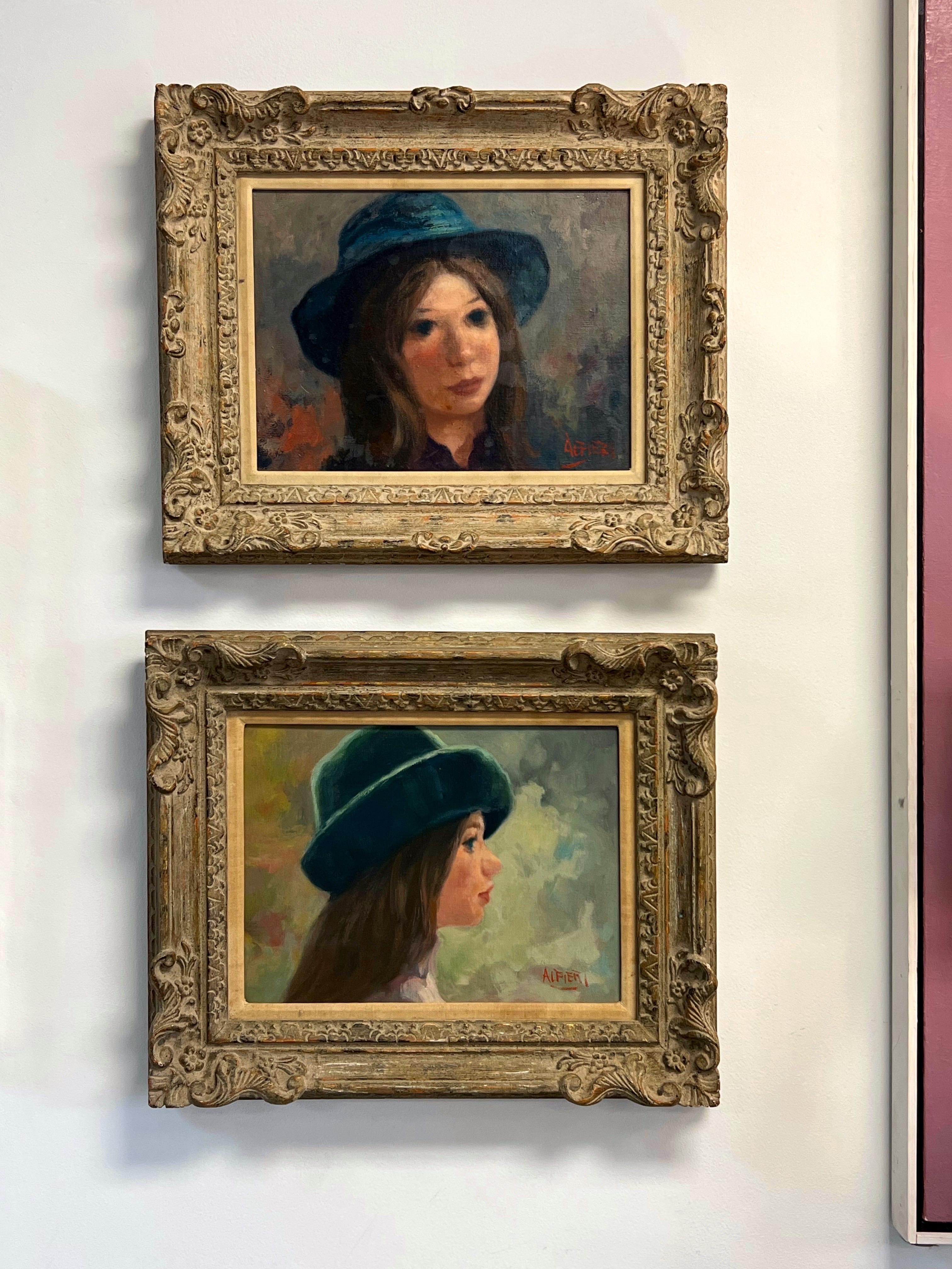 Philippe Alfieri Oil Painting of Young Girl with Hat 2