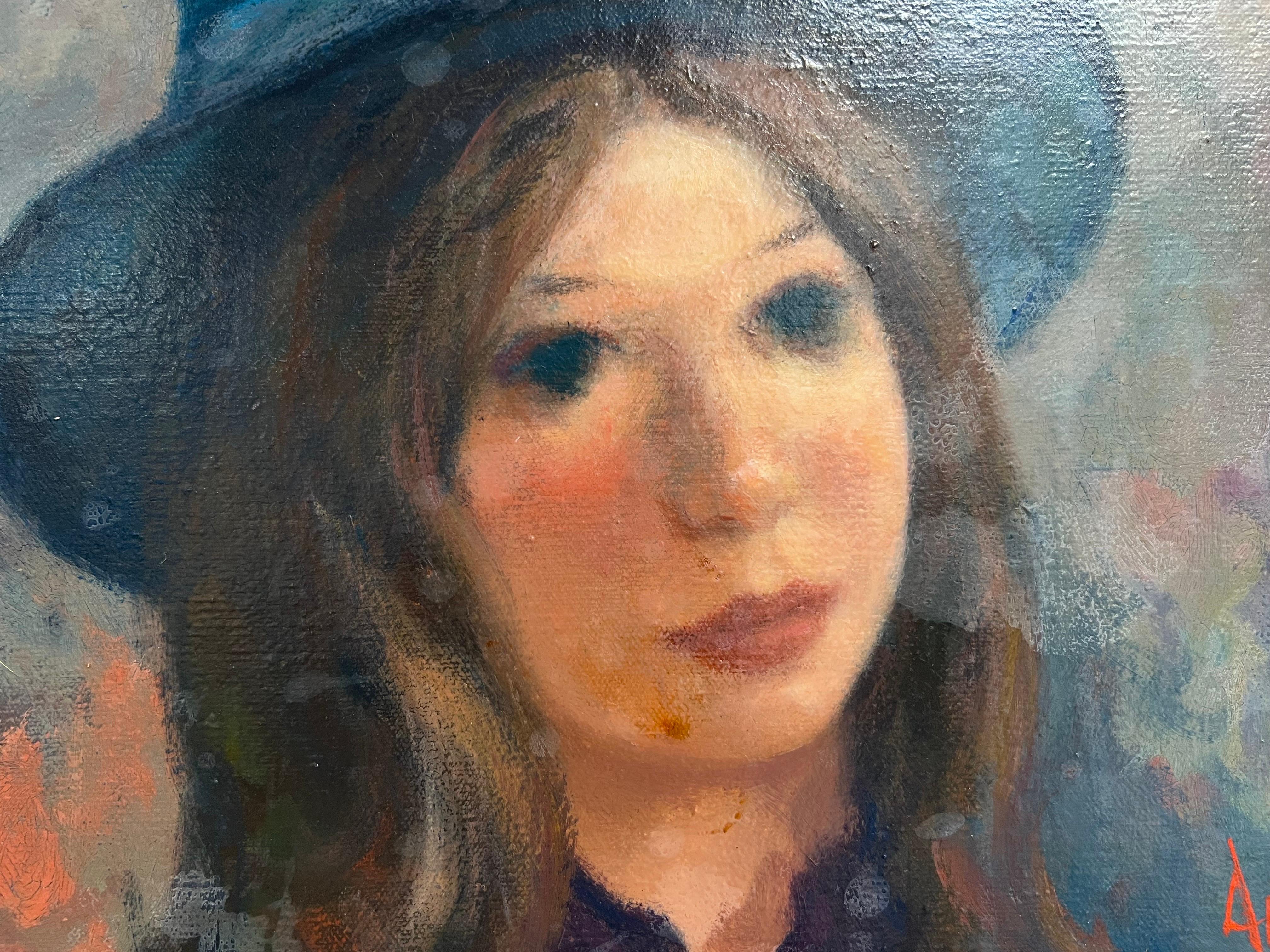 Philippe Alfieri Oil Painting of Young Girl with Hat 3