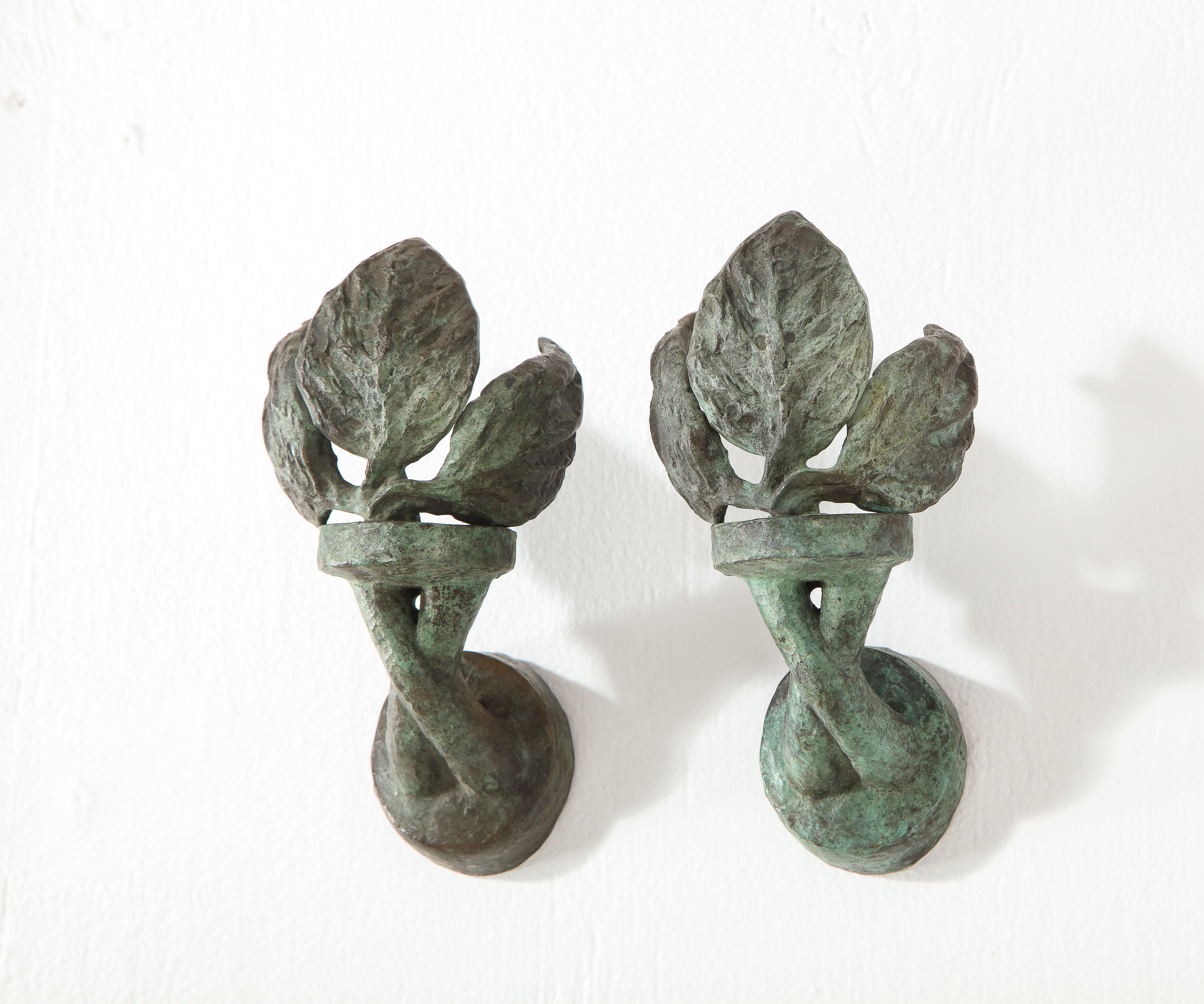 Mid-Century Modern Philippe Anthonioz Pair of Bronze Sconces, France 1960's