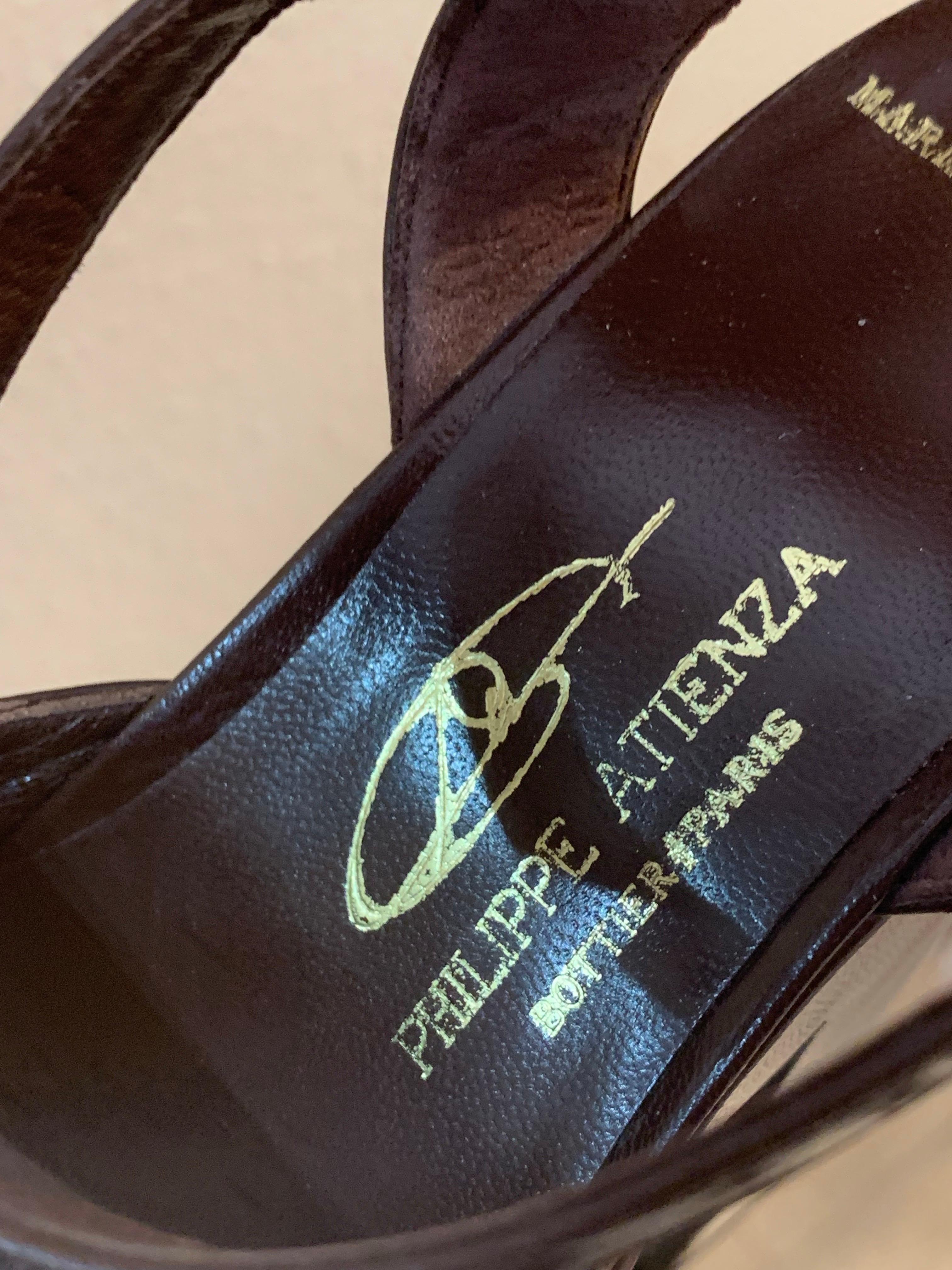 Philippe Atienza - Bottier Paris Custom-Made Chocolate Leather Platform Shoes For Sale 8