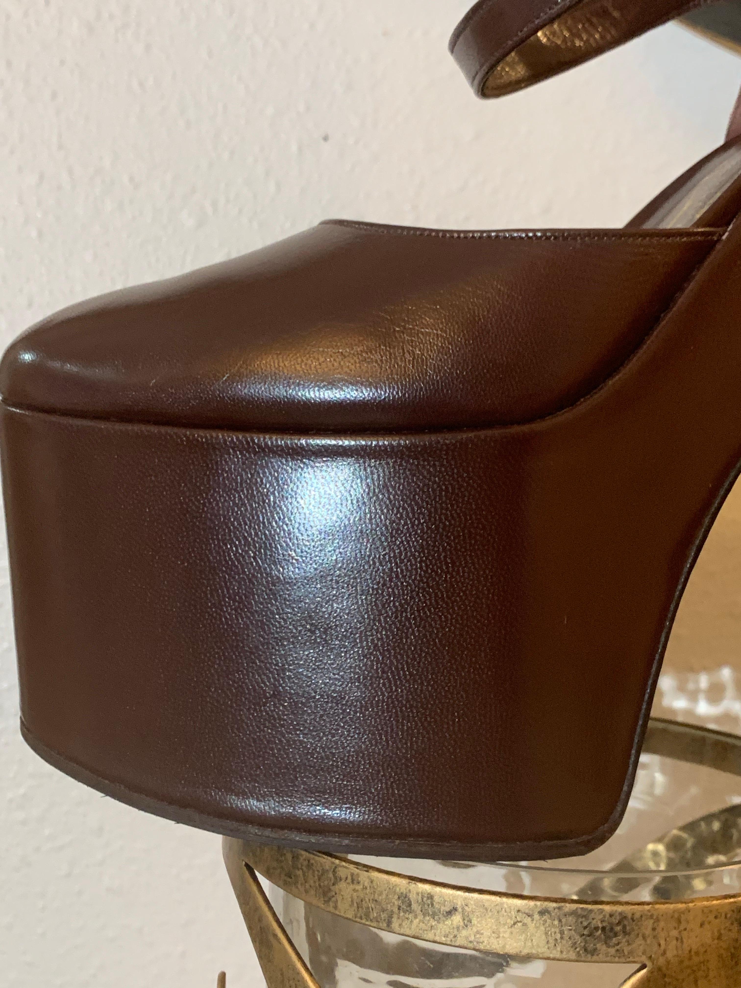 Philippe Atienza - Bottier Paris Custom-Made Chocolate Leather Platform Shoes For Sale 15