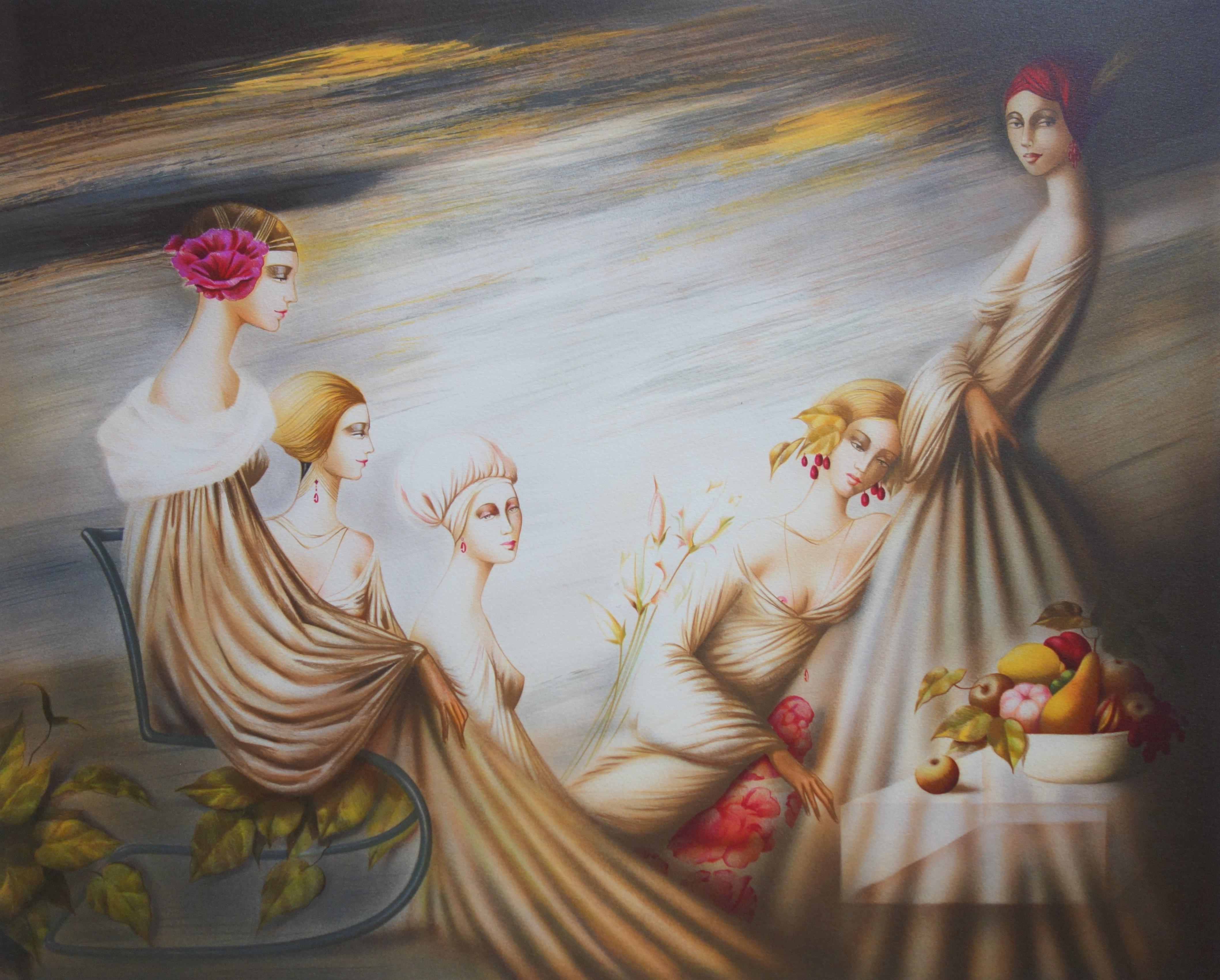 The Beauties in the Garden - Original handsigned lithograph - Modern Print by Philippe Augé