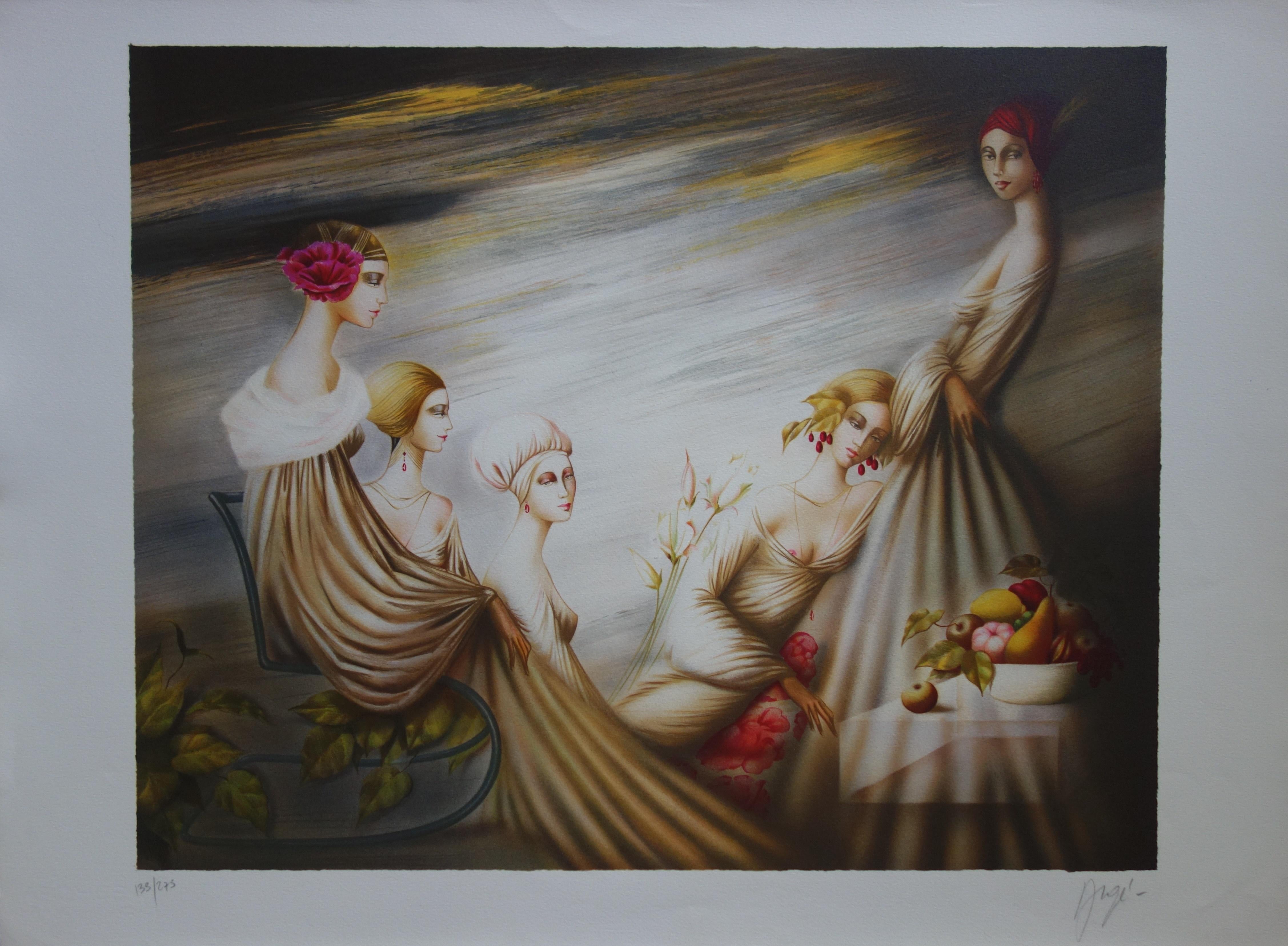 The Beauties in the Garden - Original handsigned lithograph