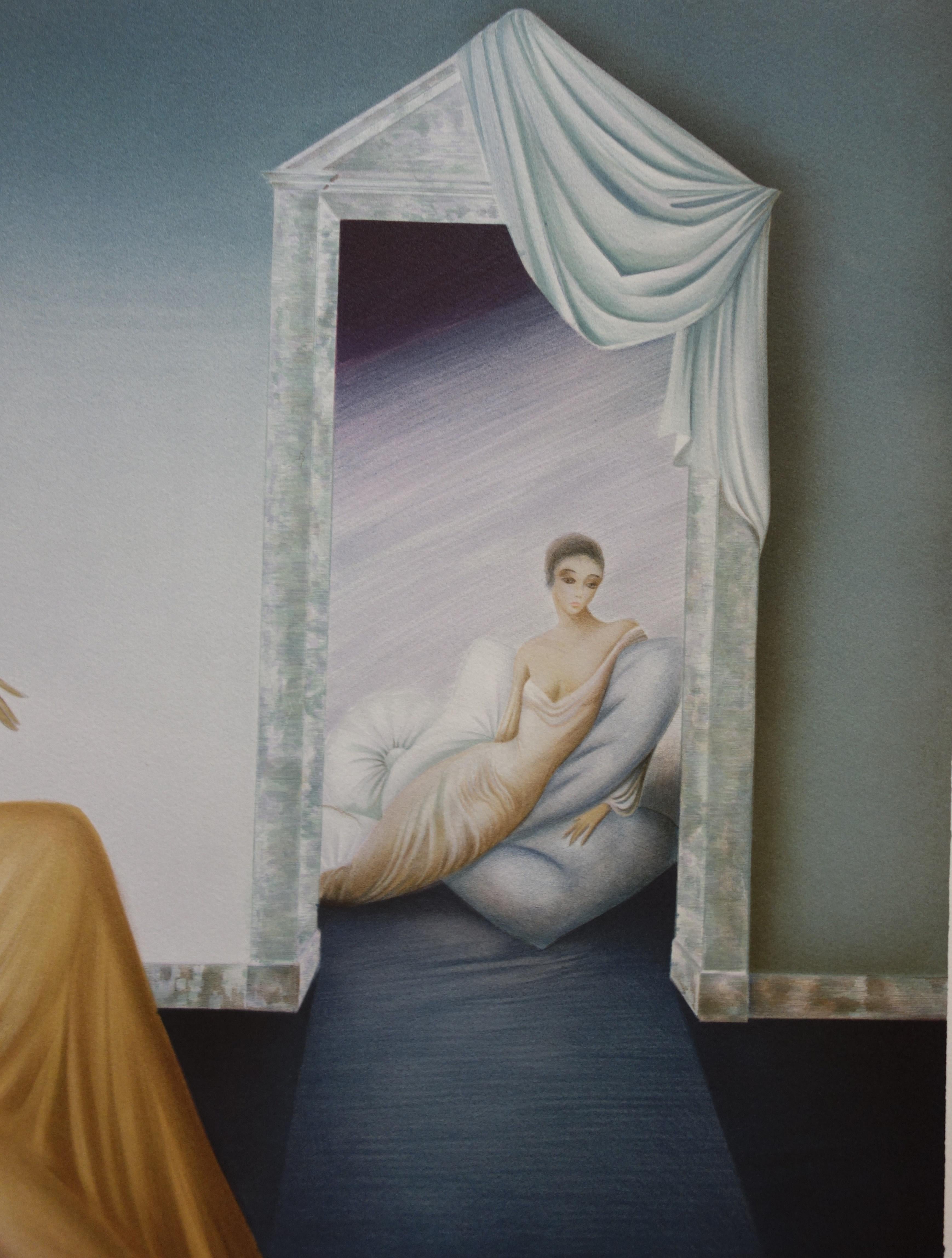 The Odalisque - Original handsigned lithograph - Black Figurative Print by Philippe Augé