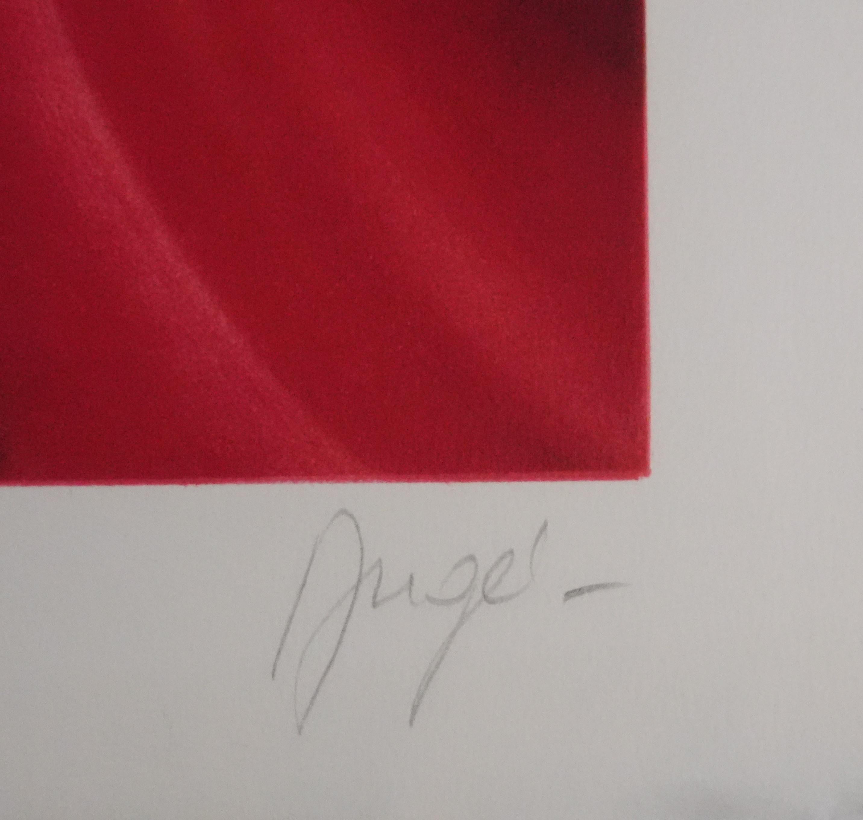 Die Frauen im rosa Kleid - Original handsignierte Lithographie – Print von Philippe Augé