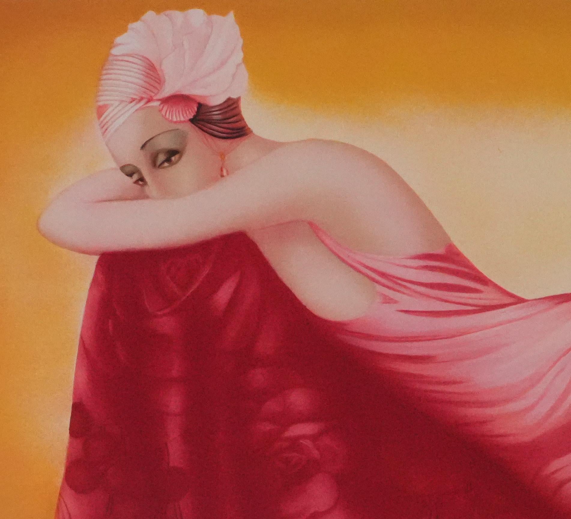 Philippe AUGE (1935-)
Die Frauen im rosa Kleid

Original-Lithographie
Handsigniert mit Bleistift
Limitiert /275 Exemplare
Auf Vellum 63 x 80 cm (ca. 24,8 x 31,4 Zoll)

Sehr guter Zustand, kleiner Fehler im Rand (siehe Foto)