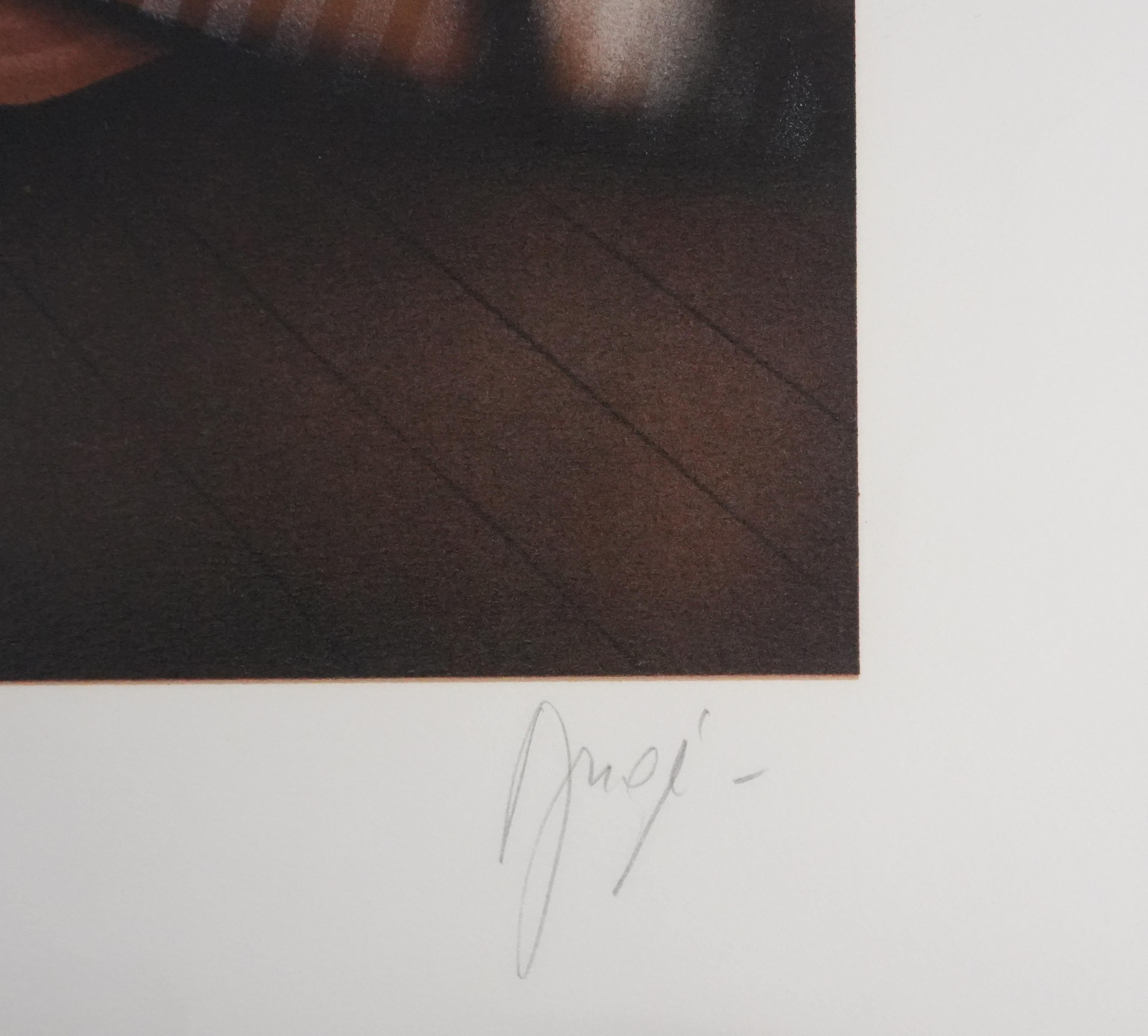 The Women in White Dress - Original handsigned lithograph - Print by Philippe Augé