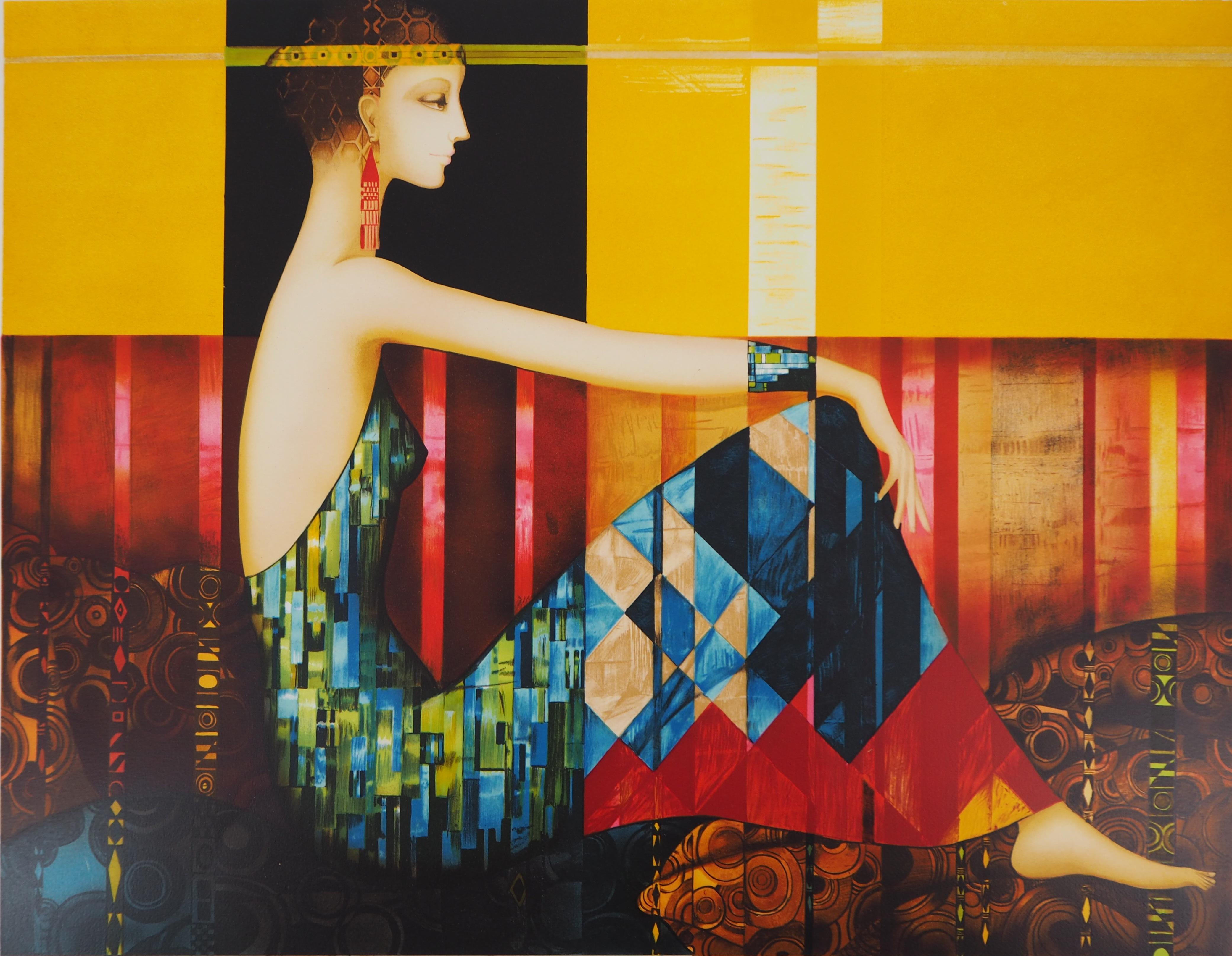 Tribute to Klimt - Original handsigned lithograph - Art Deco Print by Philippe Augé