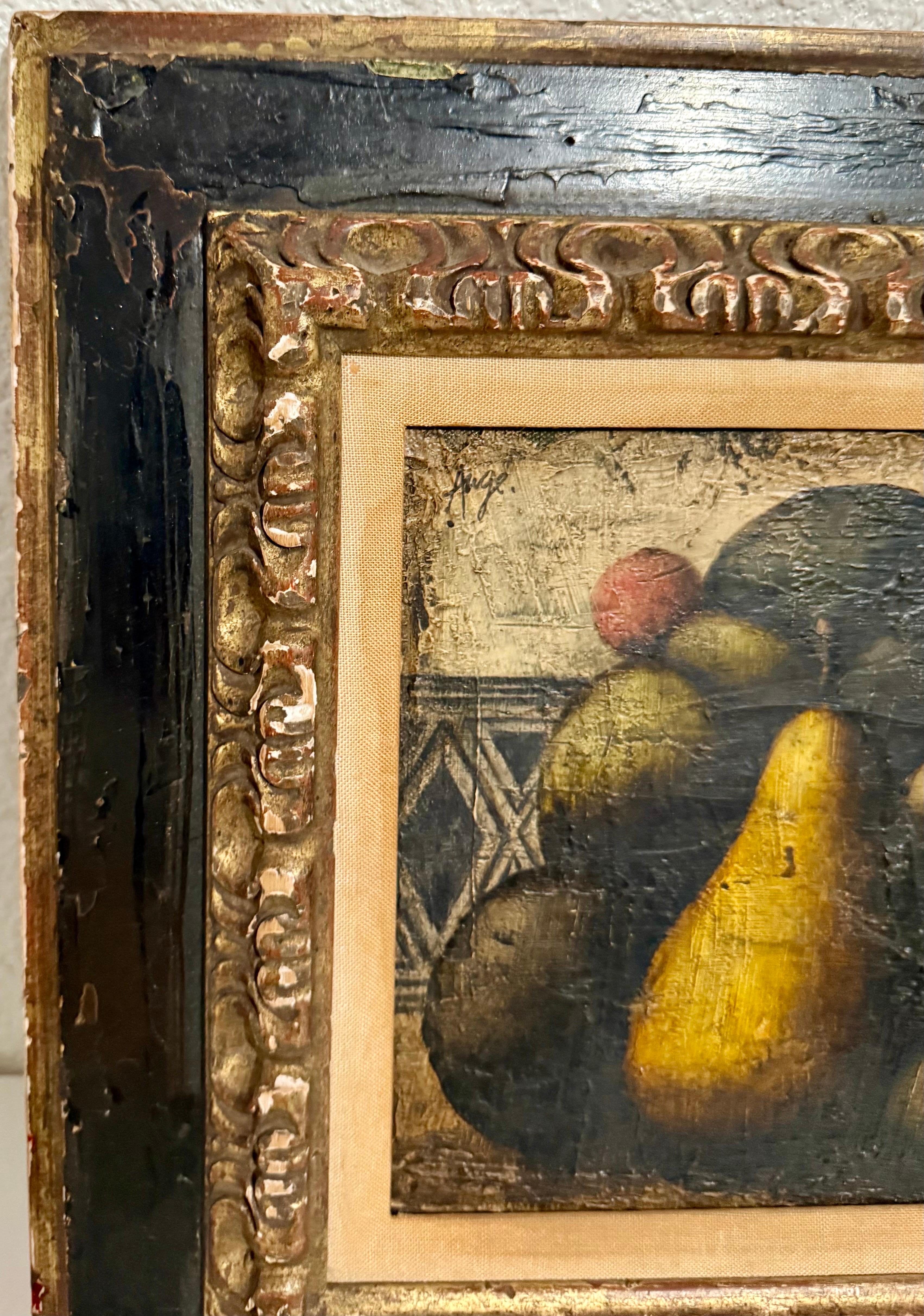 Philippe Auge (francés, 1935-) 
Naturaleza muerta con peras
Técnica: Óleo sobre lienzo 
Dimensiones: lienzo 8 1/4 por 10 1/4 pulg., 21 por 26 cm. 
Firmado a mano en la esquina superior izquierda 