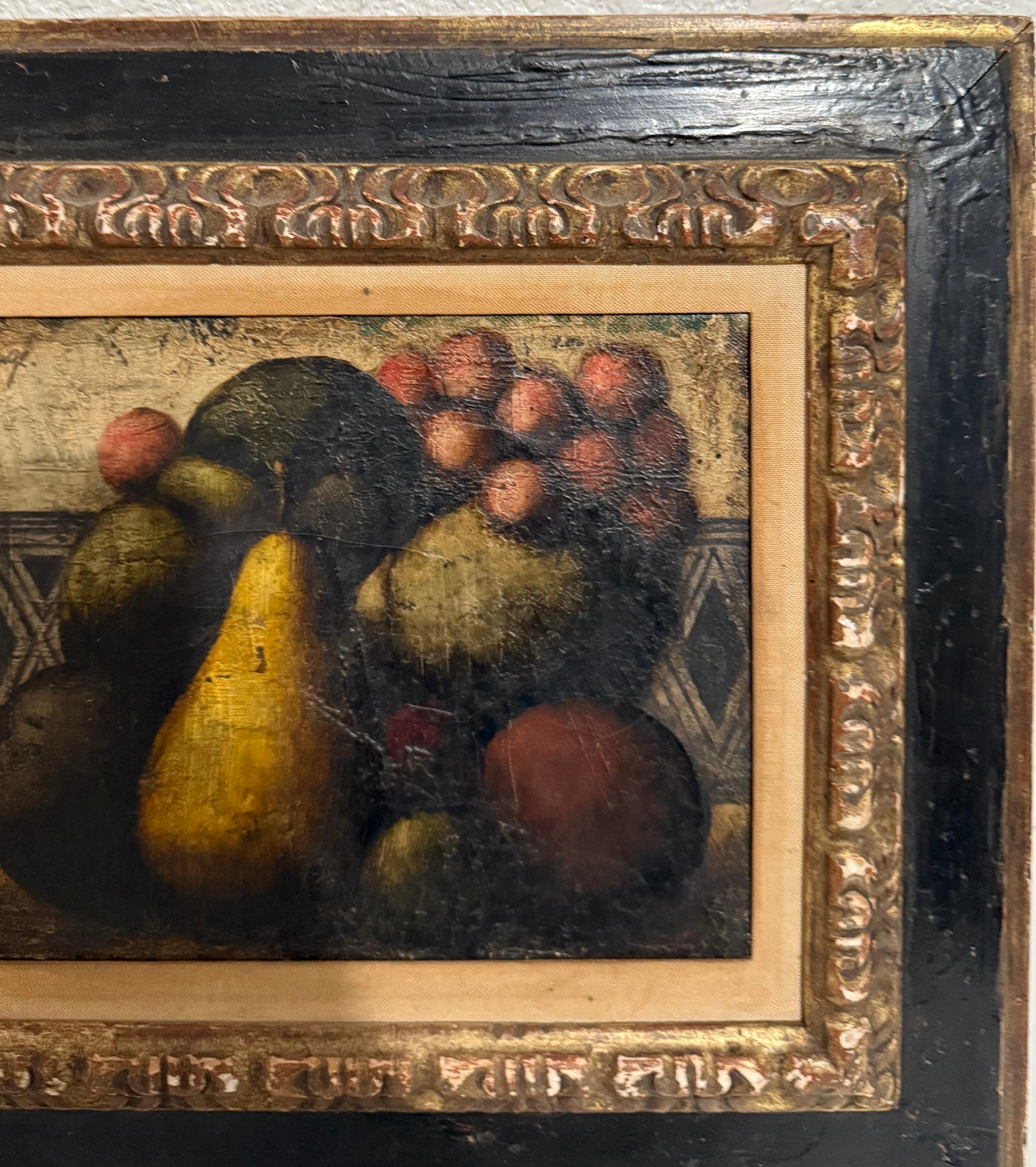 Pintura al Óleo Surrealista Francesa Peras, Frutas Naturaleza Muerta Texturizada Estilo Art Decó en venta 1