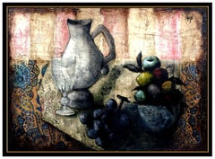 Philippe Auge Original Oil Painting on Canvas Signed Still Life Fruit Food Art