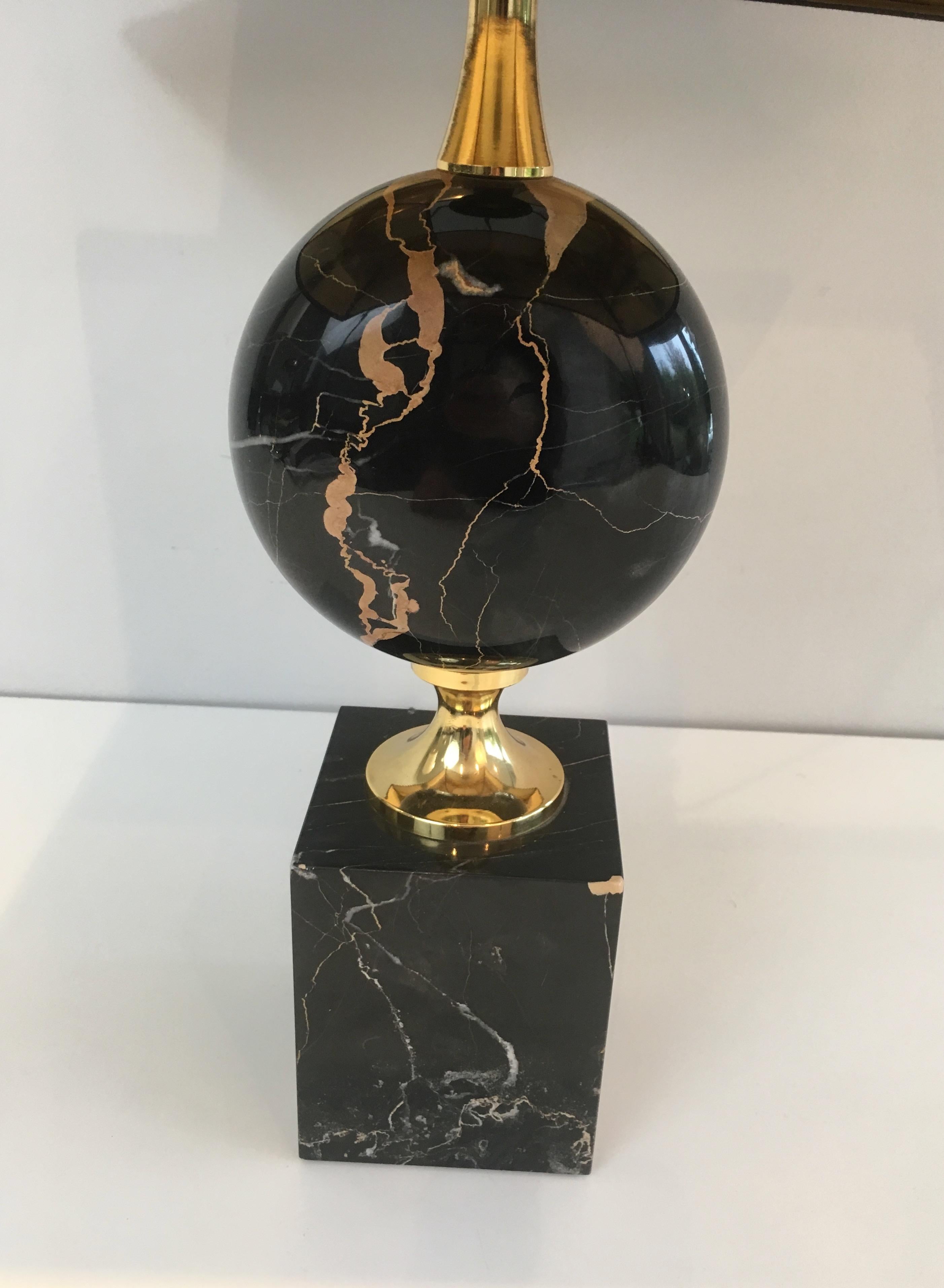 Philippe Barbier, Black Marble and Gilt Metal Table Lamp, French, circa 1970 11