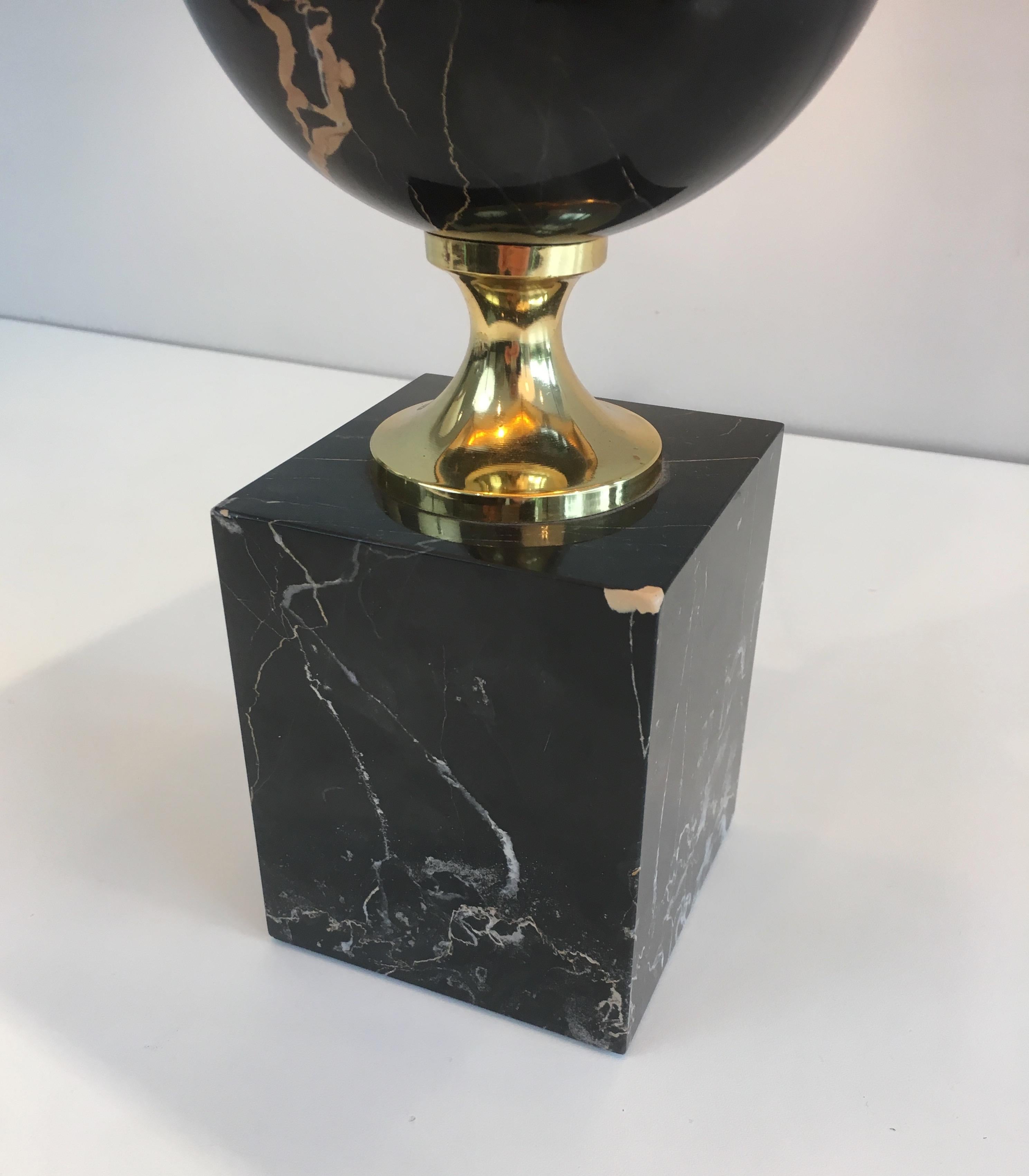 Philippe Barbier, Black Marble and Gilt Metal Table Lamp, French, circa 1970 14