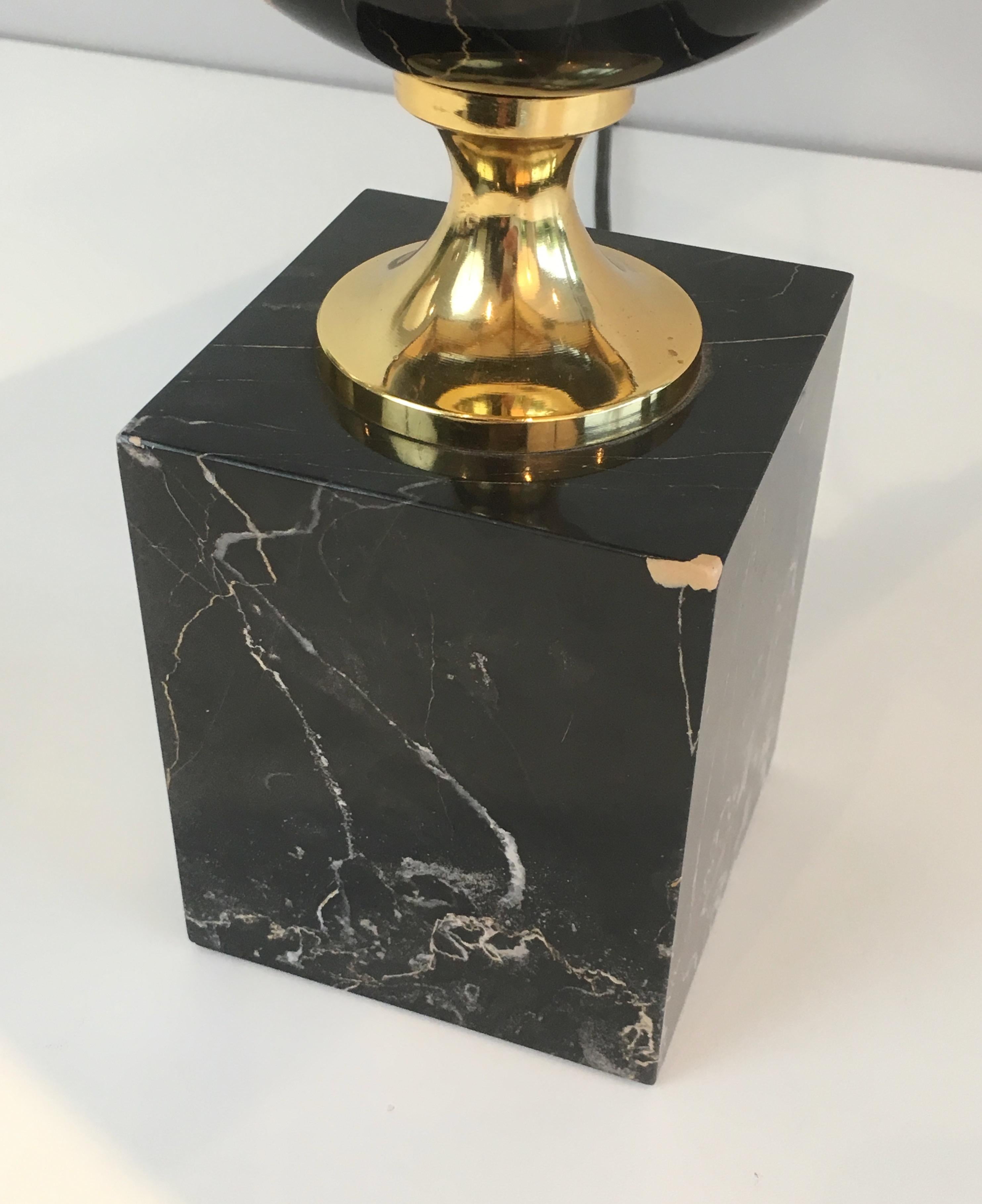 Philippe Barbier, Black Marble and Gilt Metal Table Lamp, French, circa 1970 4