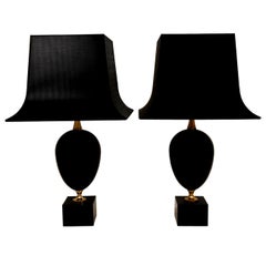 Philippe Barbier Black "Oeuf" Table Lamps