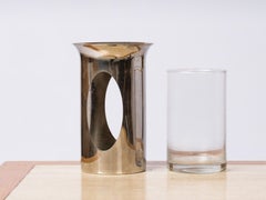 Vaso o portacandele Photophore in ottone cromato e vetro di Philippe Barbier