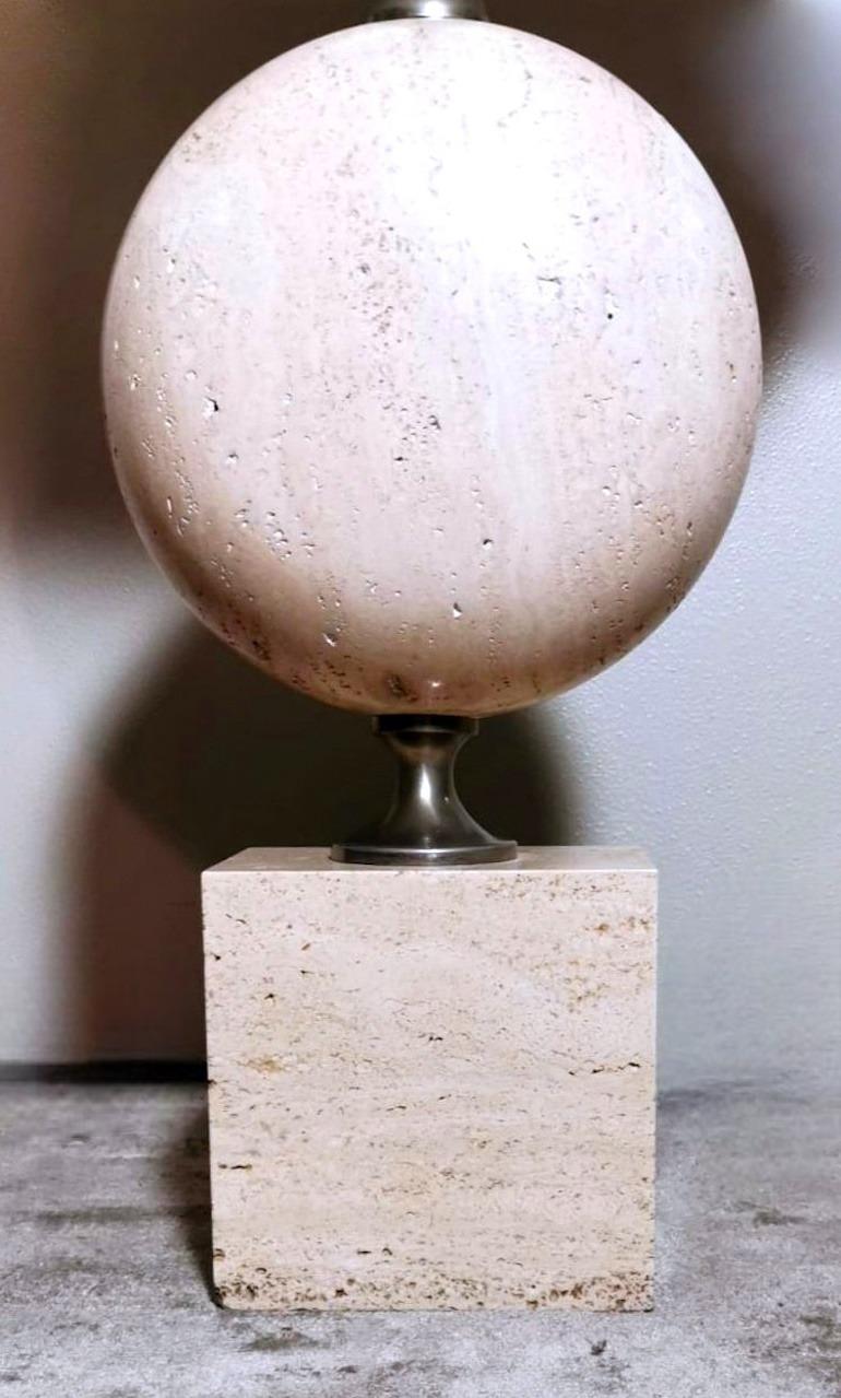 Philippe Barbier Designer Modern French Lamp In Travertine (Without Lampshade)  For Sale 3