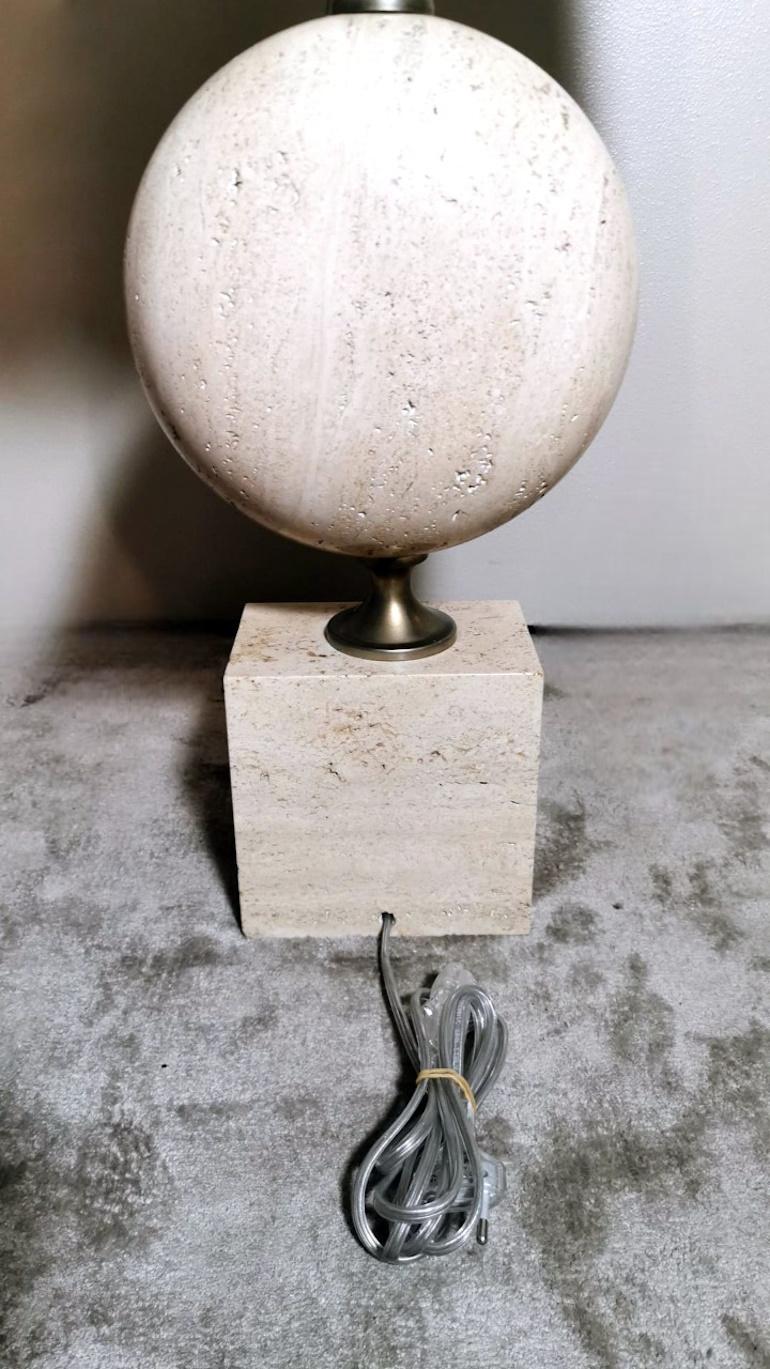 Philippe Barbier Designer Modern French Lamp In Travertine (Without Lampshade)  For Sale 6
