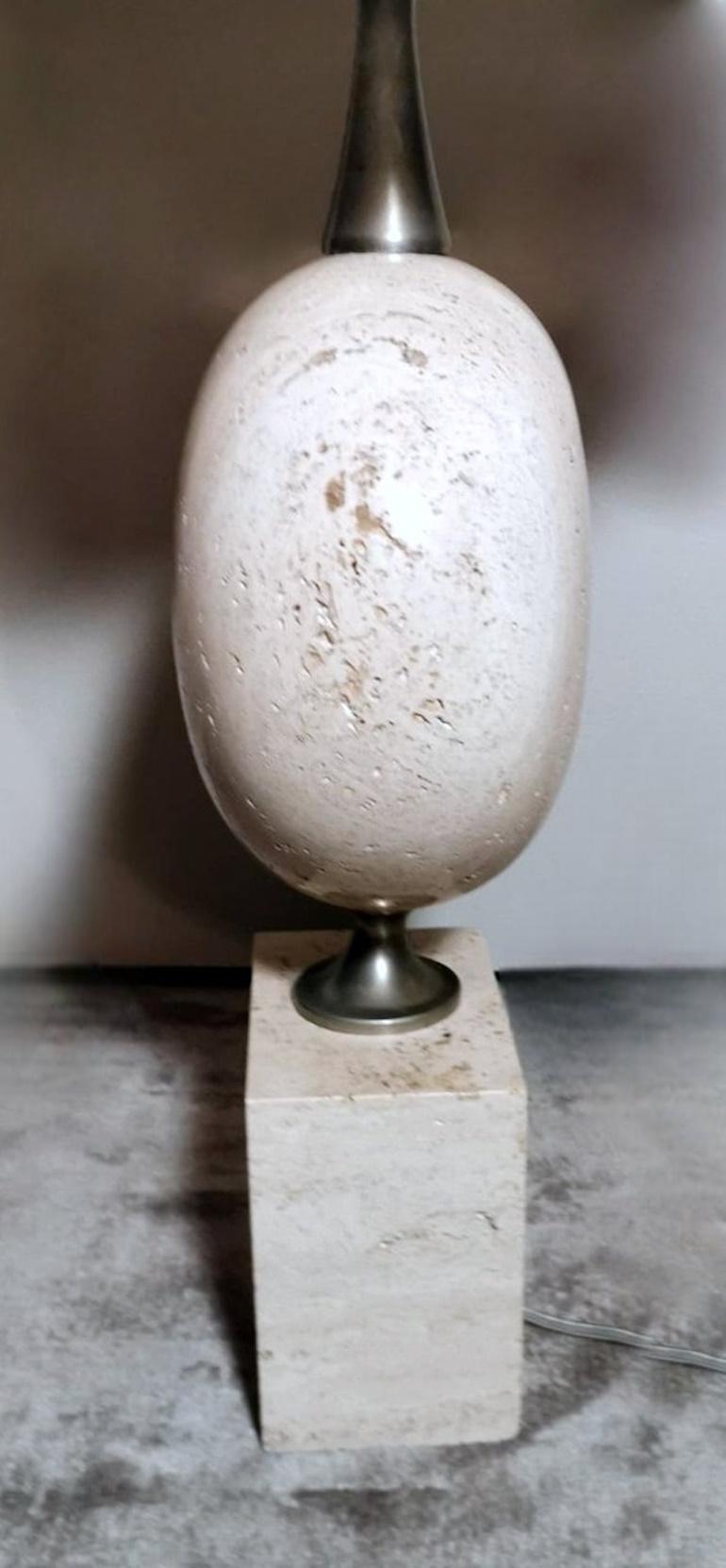 Philippe Barbier Designer Modern French Lamp In Travertine (Without Lampshade)  For Sale 7