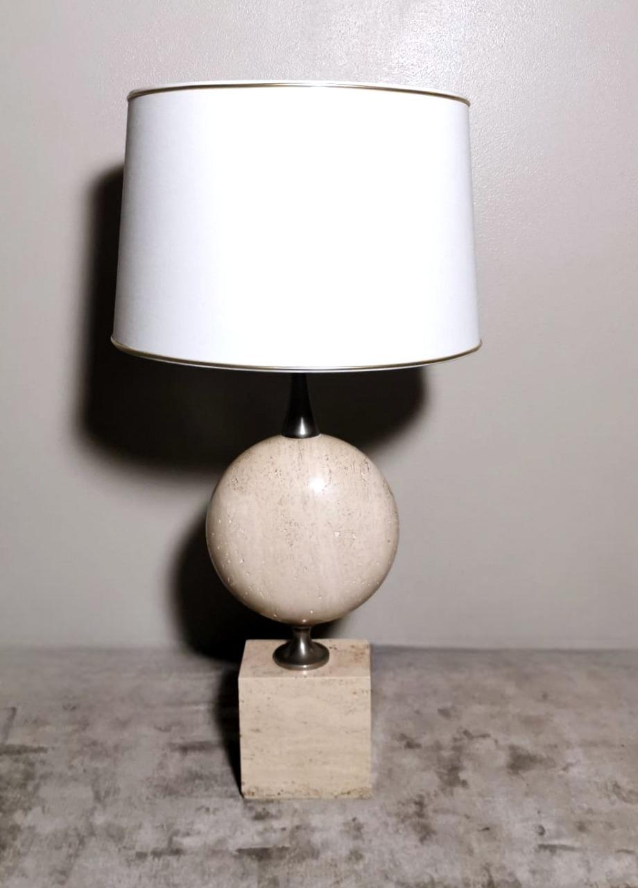 Philippe Barbier Designer Modern French Lamp In Travertine (Without Lampshade)  For Sale 12