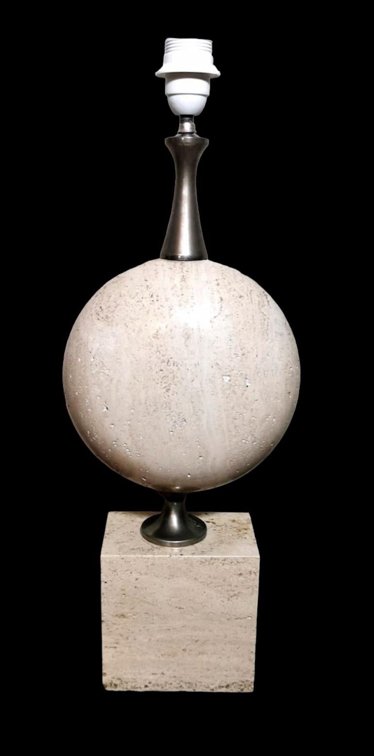 Philippe Barbier Designer-Modern-Lampe aus Travertin (ohne Lampenschirm)  (Moderne der Mitte des Jahrhunderts) im Angebot