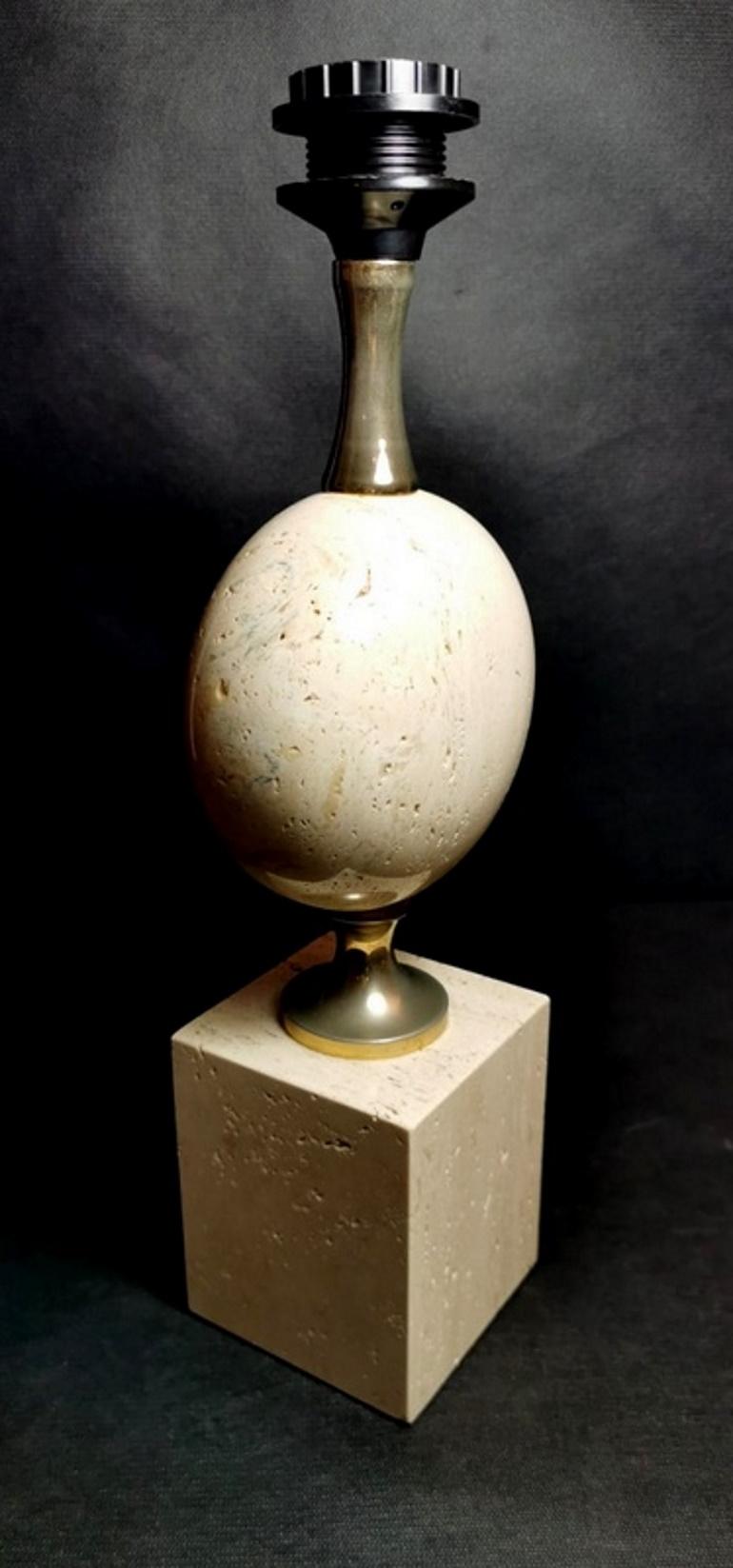 Philippe Barbier Designer Modern French Travertine Lamp 'Without Lampshade