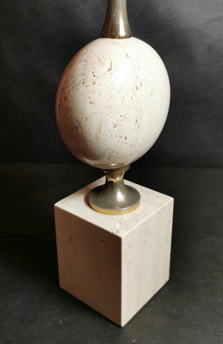 Mid-20th Century Philippe Barbier Designer Modern French Travertine Lamp 'Without Lampshade