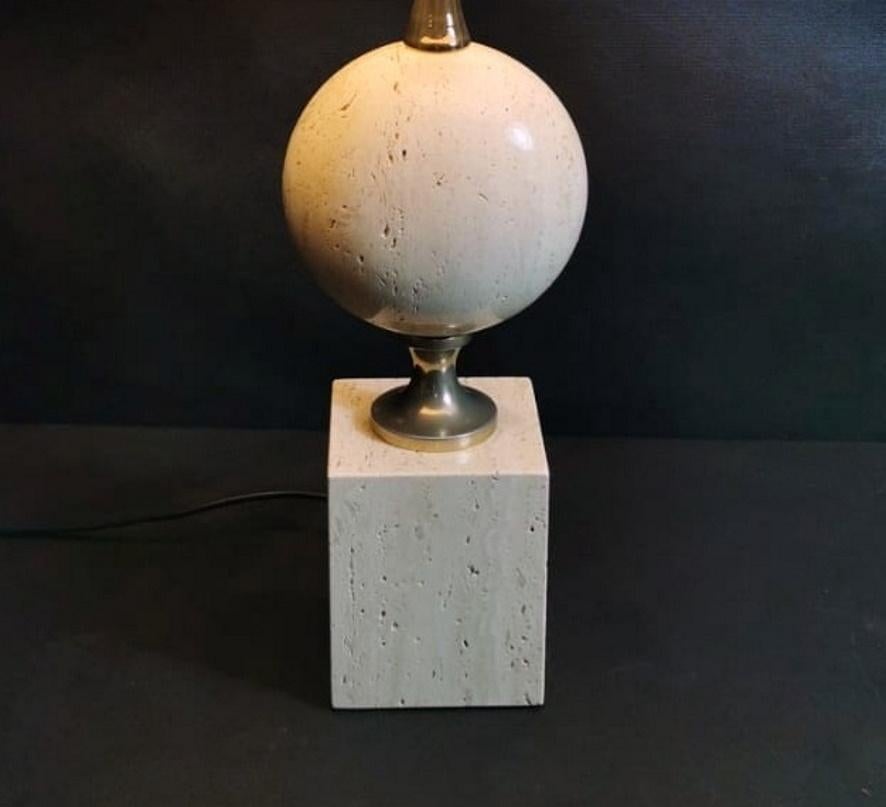Philippe Barbier Designer Modern French Travertine Lamp 'Without Lampshade