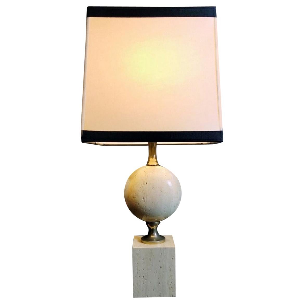 Philippe Barbier Designer Modern French Travertine Lamp 'Without Lampshade"