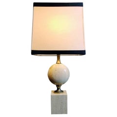 Vintage Philippe Barbier Designer Modern French Travertine Lamp 'Without Lampshade"