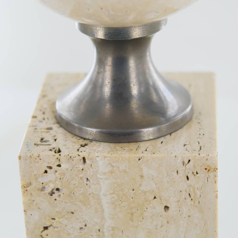 Philippe Barbier Desk Lamp in Travertine, France, circa 1970, Mid-Century Modern In Good Condition For Sale In Lesquin   , FR