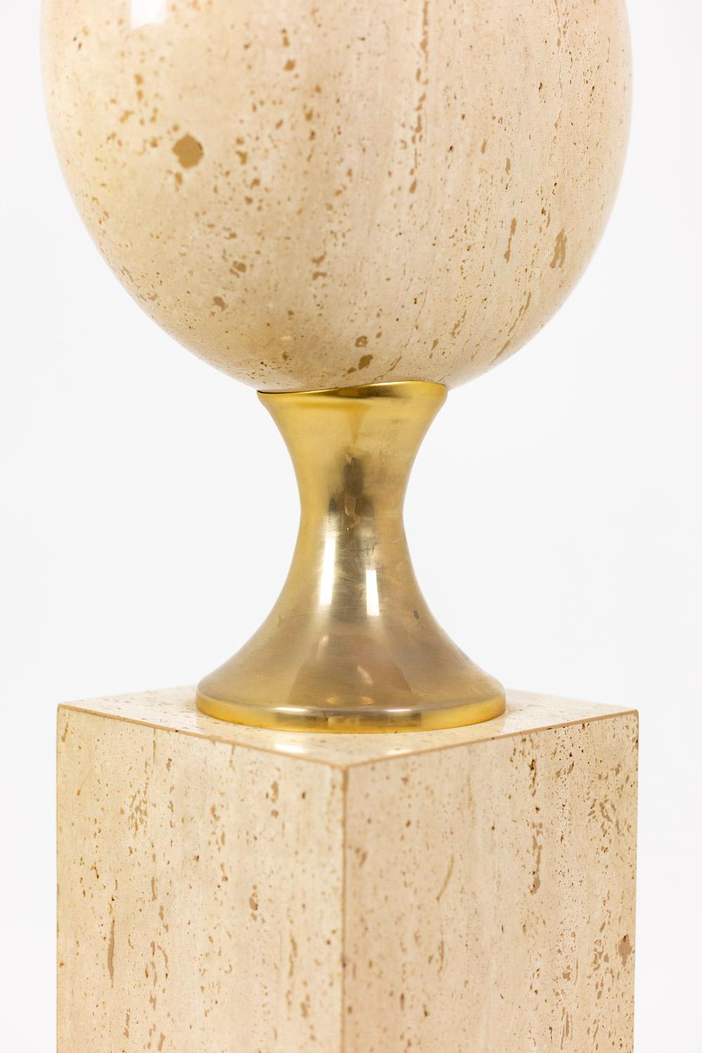 Philippe Barbier, Lamp in Travertine, 1970's For Sale 6