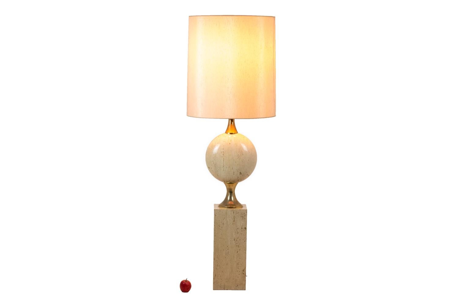 European Philippe Barbier, Lamp in Travertine, 1970's For Sale