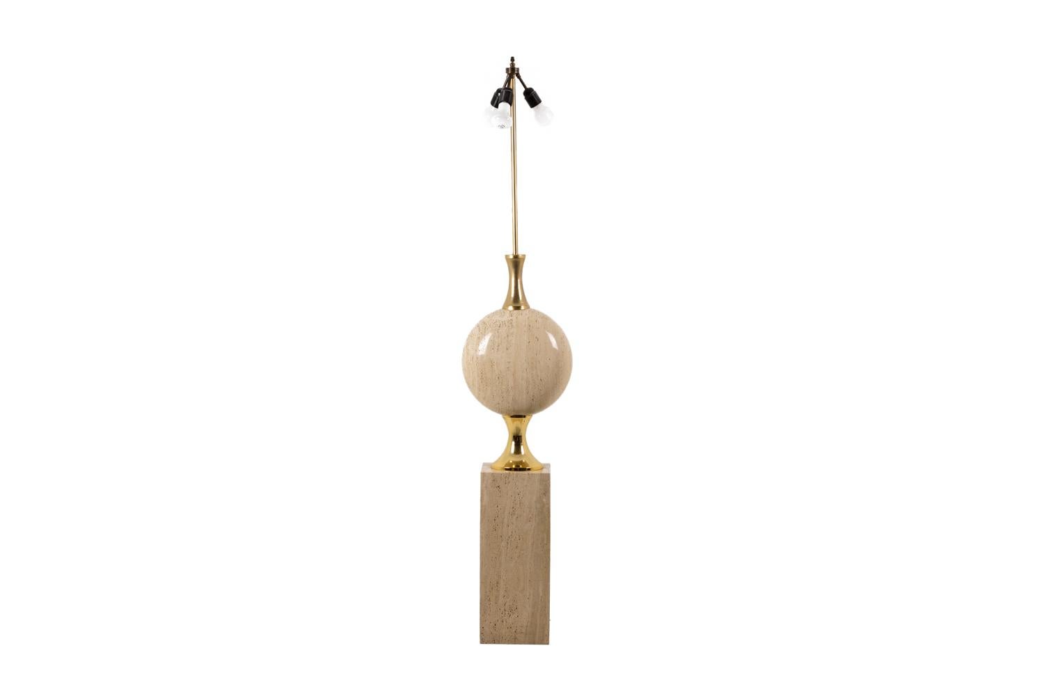 Late 20th Century Philippe Barbier, Lamp in Travertine, 1970's For Sale