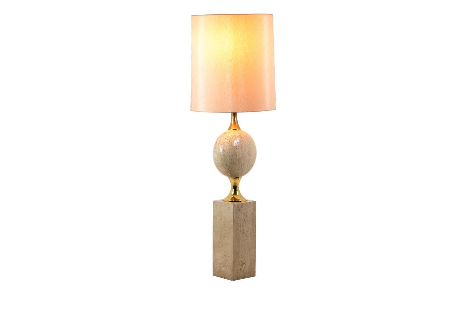 Philippe Barbier, Lamp in Travertine, 1970's For Sale 2