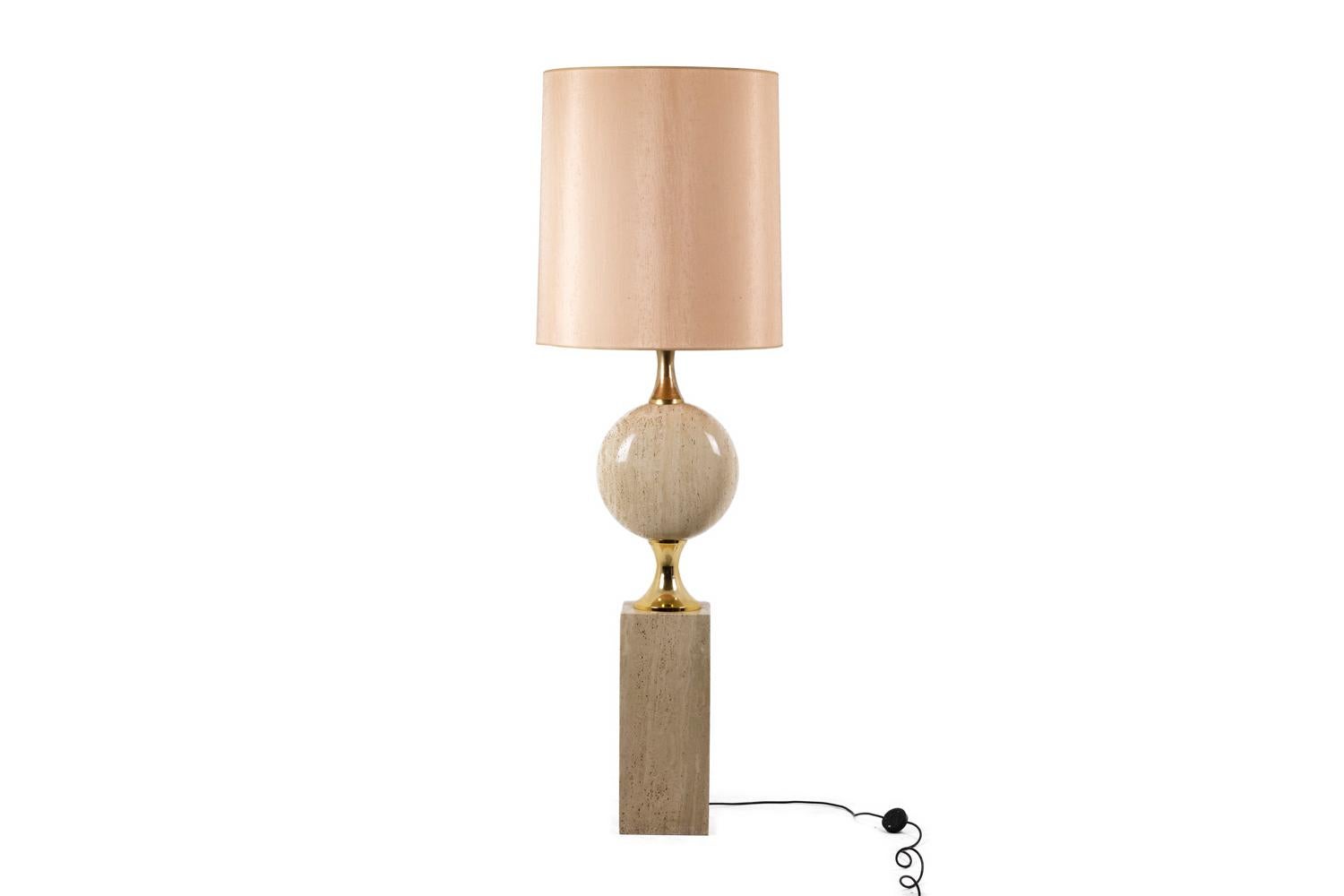 Philippe Barbier, Lamp in Travertine, 1970's For Sale 3