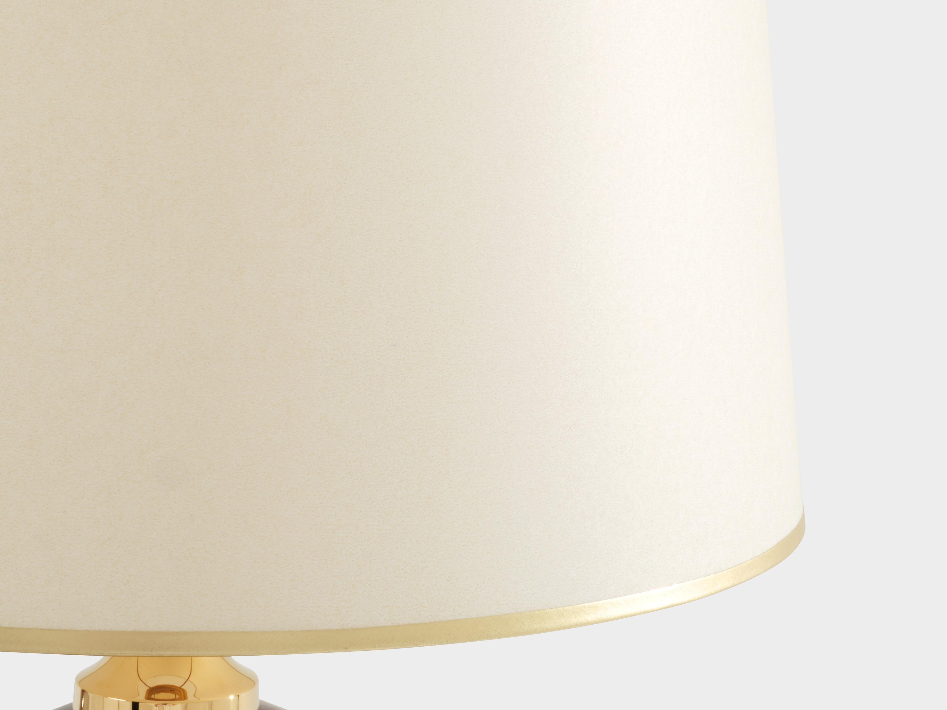 Philippe Barbier pair of large ceramic and brass table lamps 1970s For Sale 2
