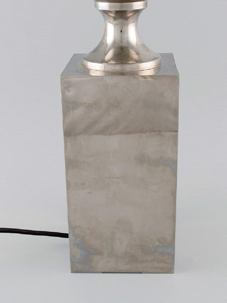 Late 20th Century Philippe Barbier, Paris, French Designer Table Lamp in Satin Chromed Metal For Sale
