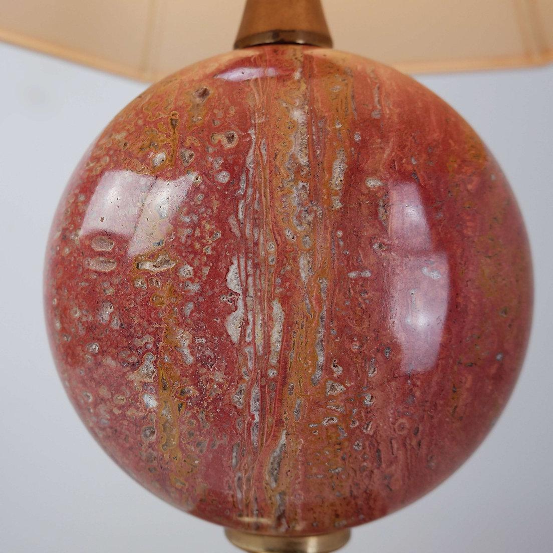 Philippe Barbier red Travertine and Gilt Table - 1970s 4