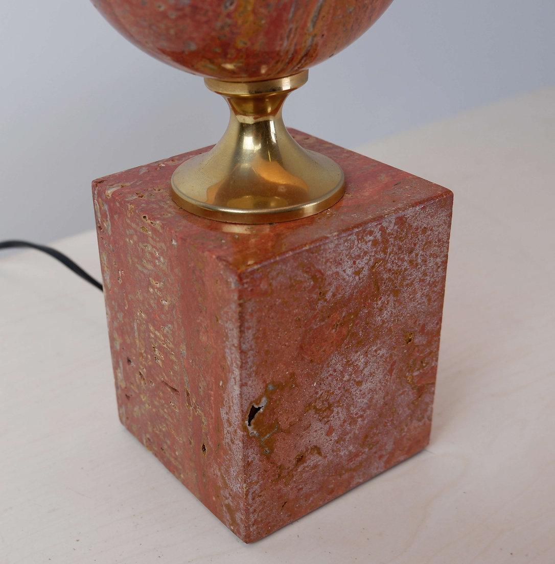Philippe Barbier red Travertine and Gilt Table - 1970s 5