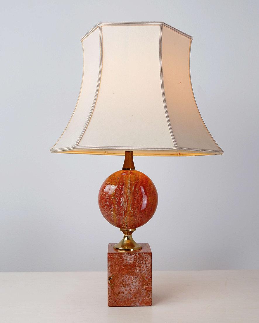 Philippe Barbier red Travertine and Gilt Table - 1970s 6