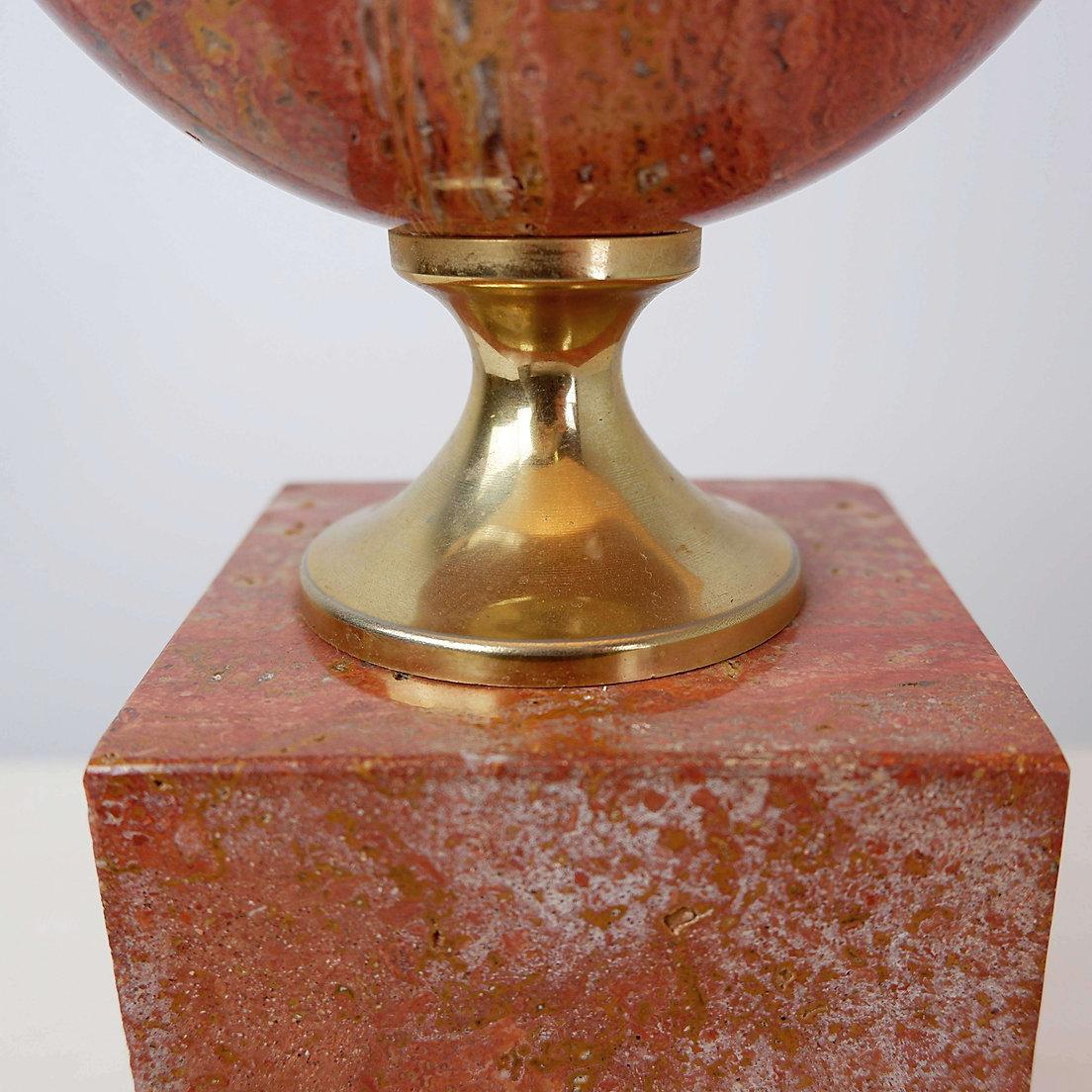 20th Century Philippe Barbier red Travertine and Gilt Table - 1970s