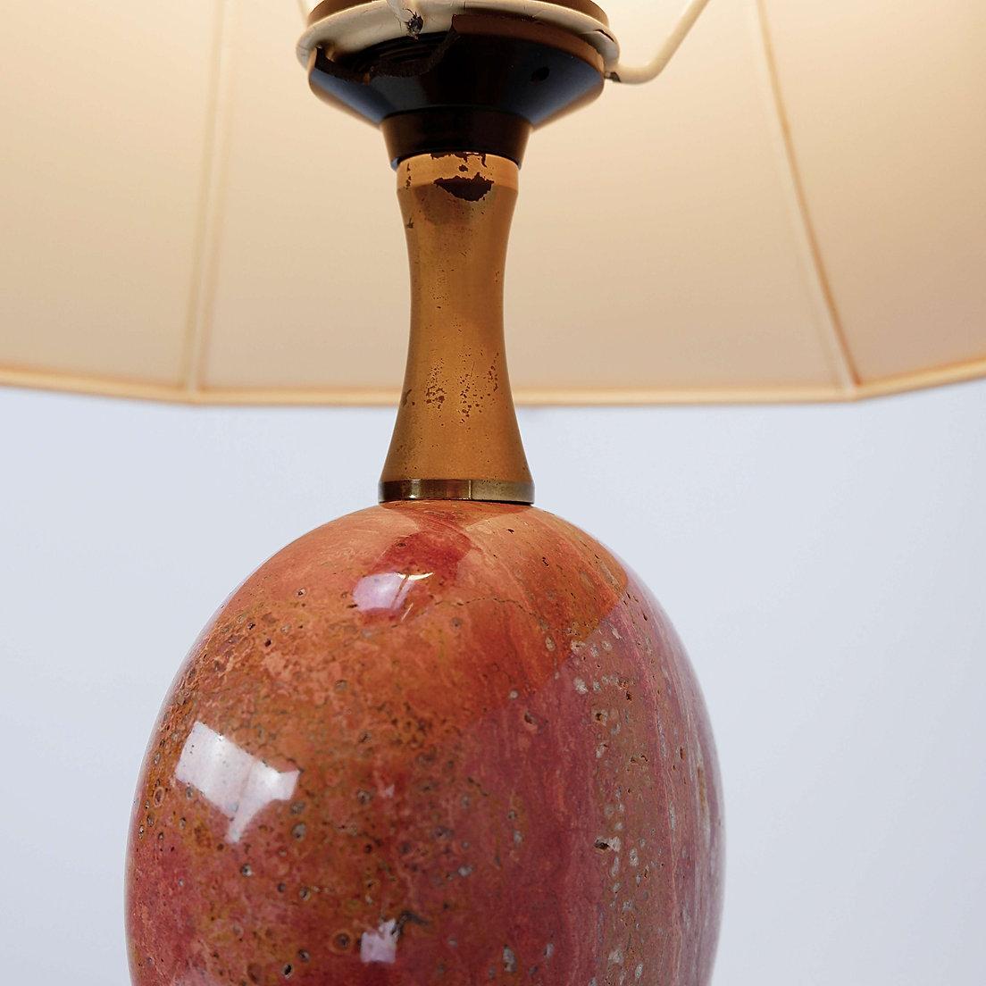 Philippe Barbier red Travertine and Gilt Table - 1970s 1