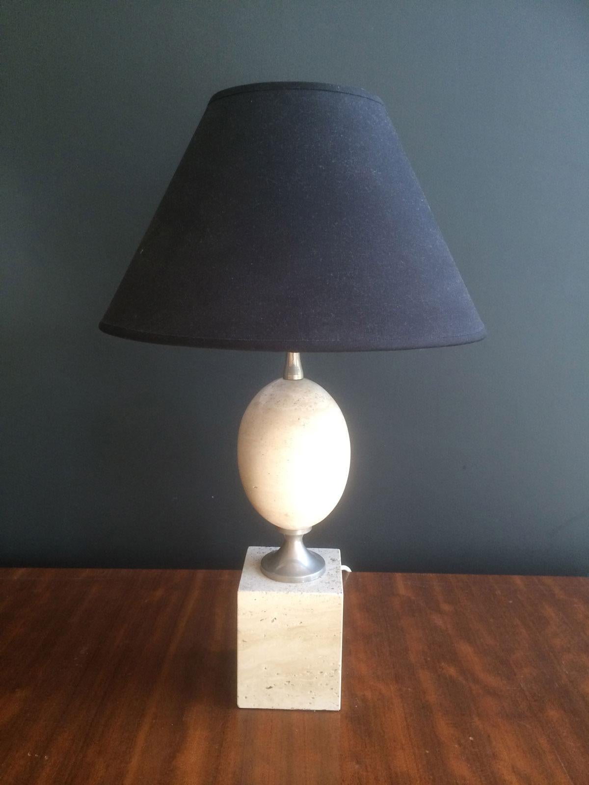 Philippe Barbier, Travertin and Chrome Lamp, circa 1970 For Sale 7